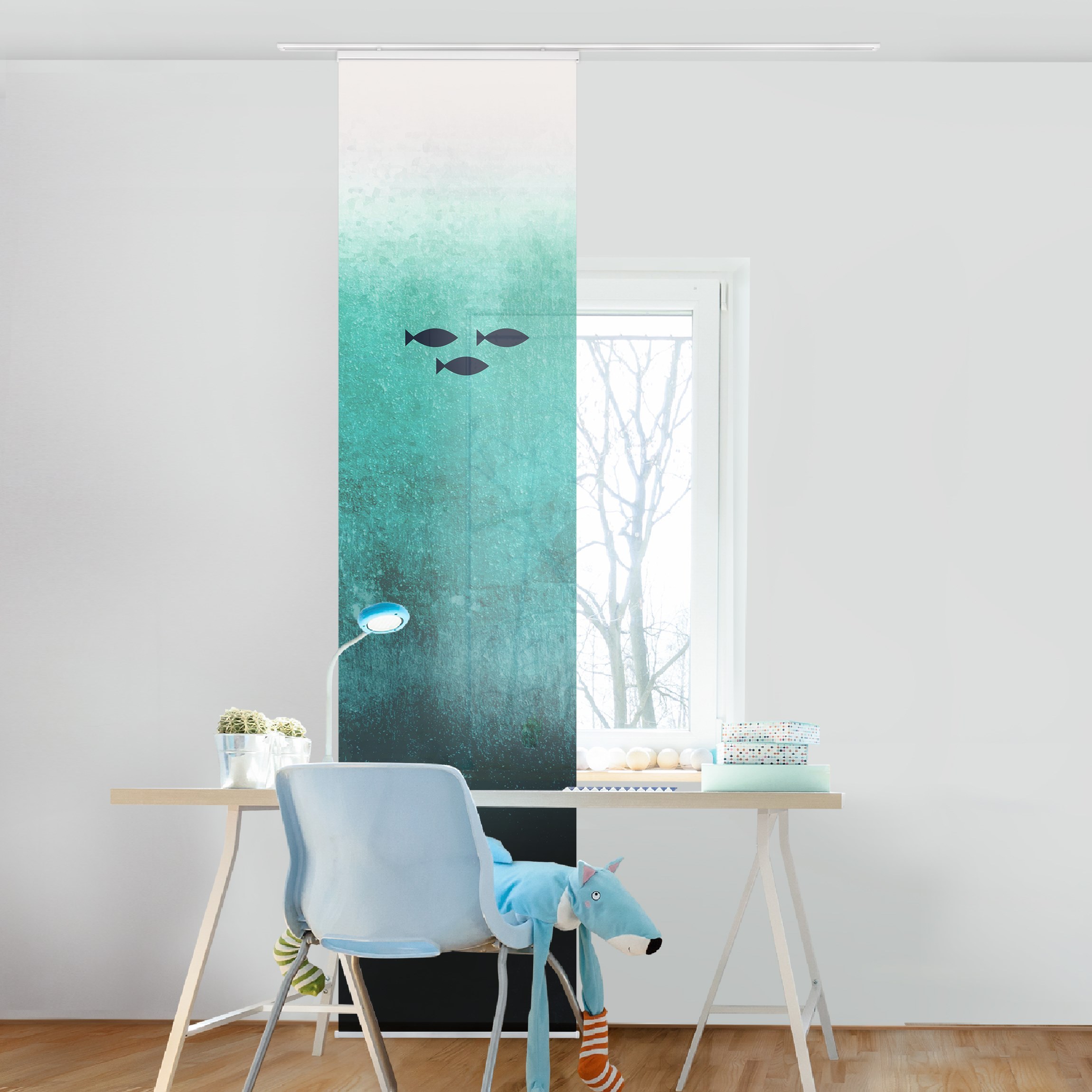 Schiebegardine Fische in der Tiefsee