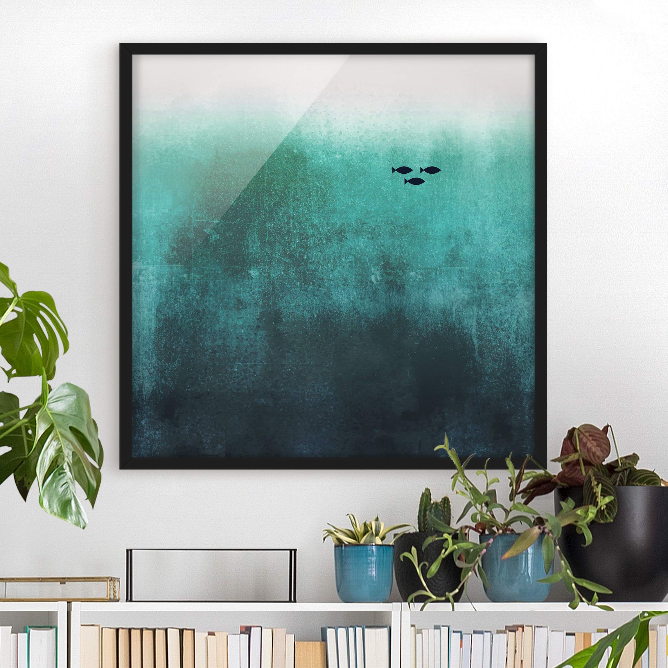 Bild mit Rahmen Fische in der Tiefsee