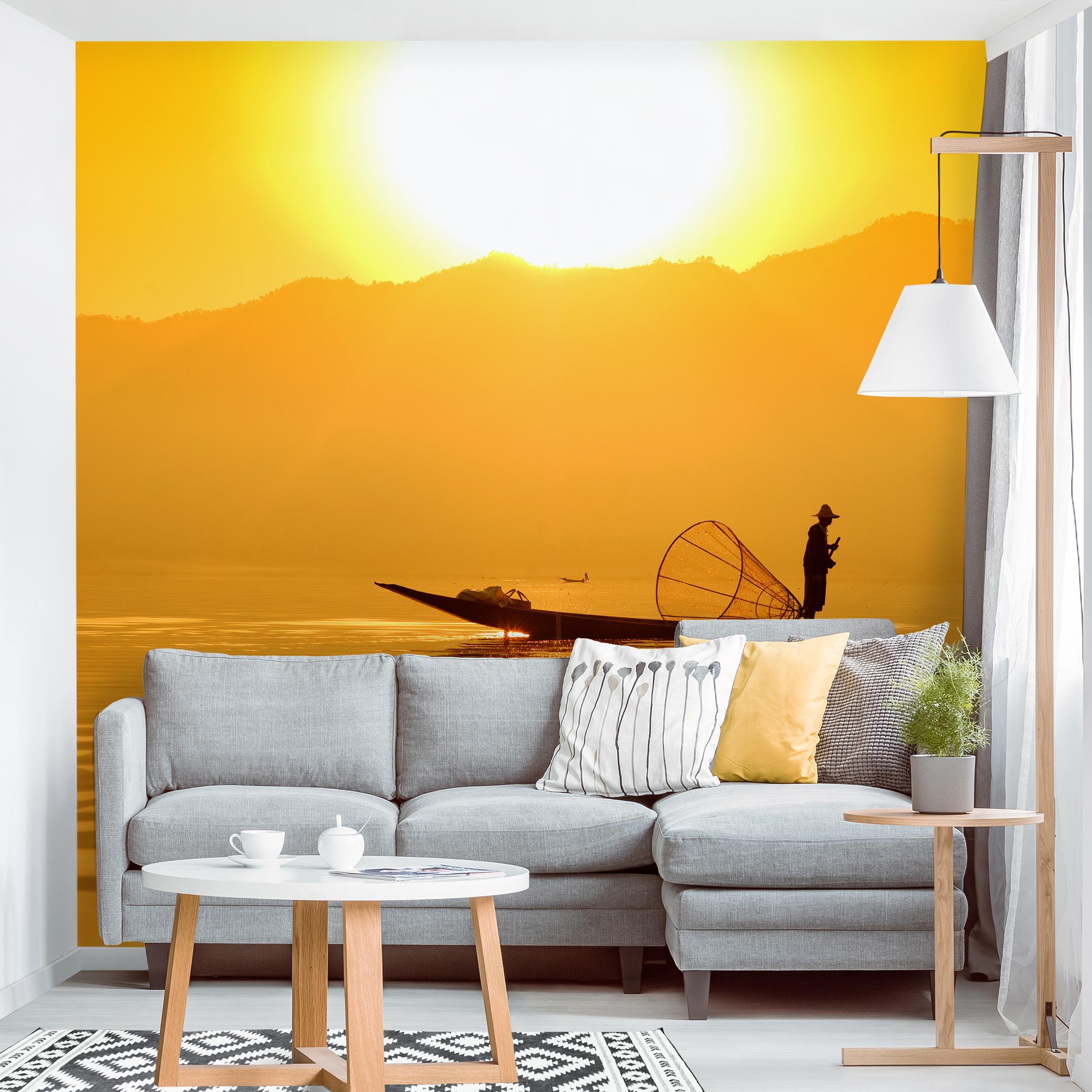 Fototapete Fischer im Sonnenaufgang