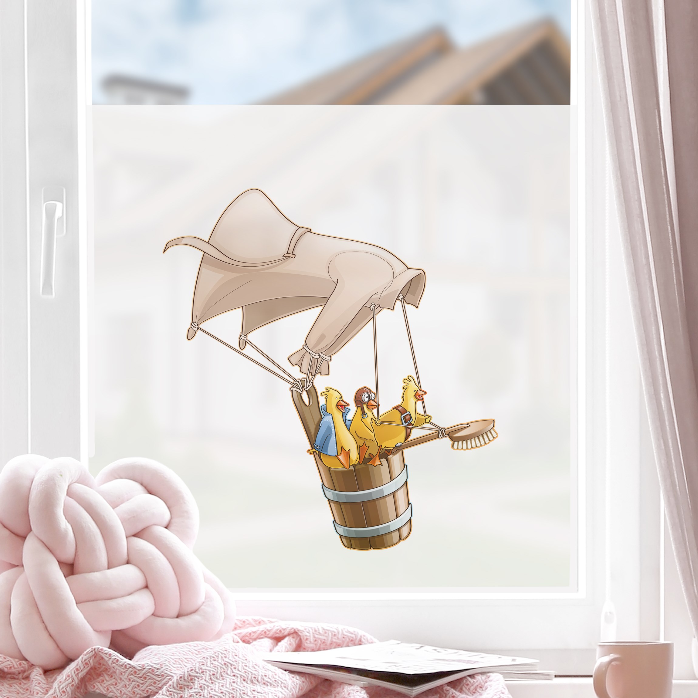 Fensterfolie Fliegender Bauernhof Küken