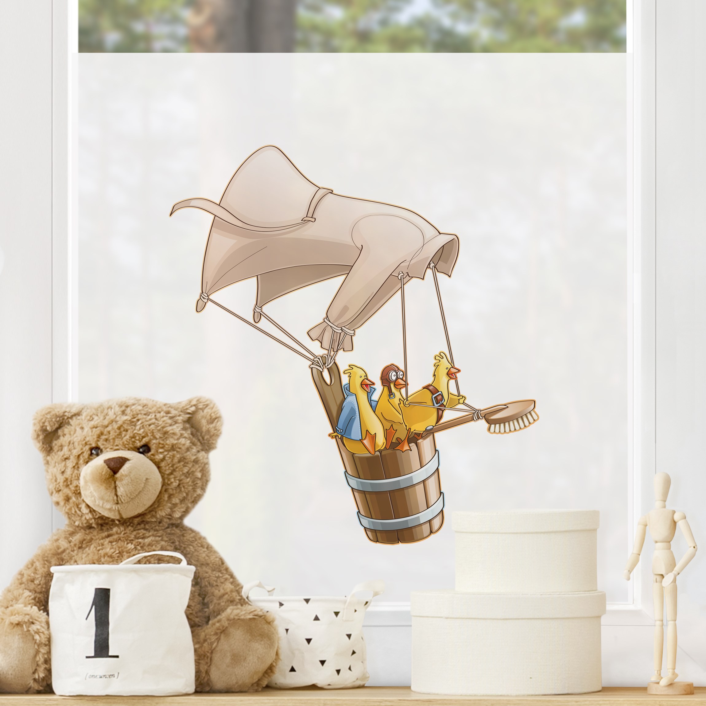 Fensterfolie Fliegender Bauernhof Küken