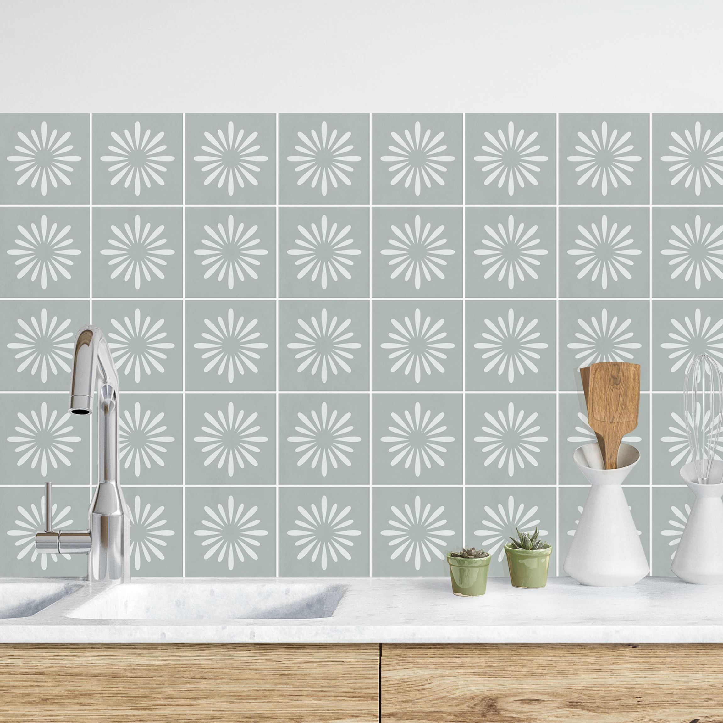 Küchenrückwand Fliesen mit Blumen Eucalyptus