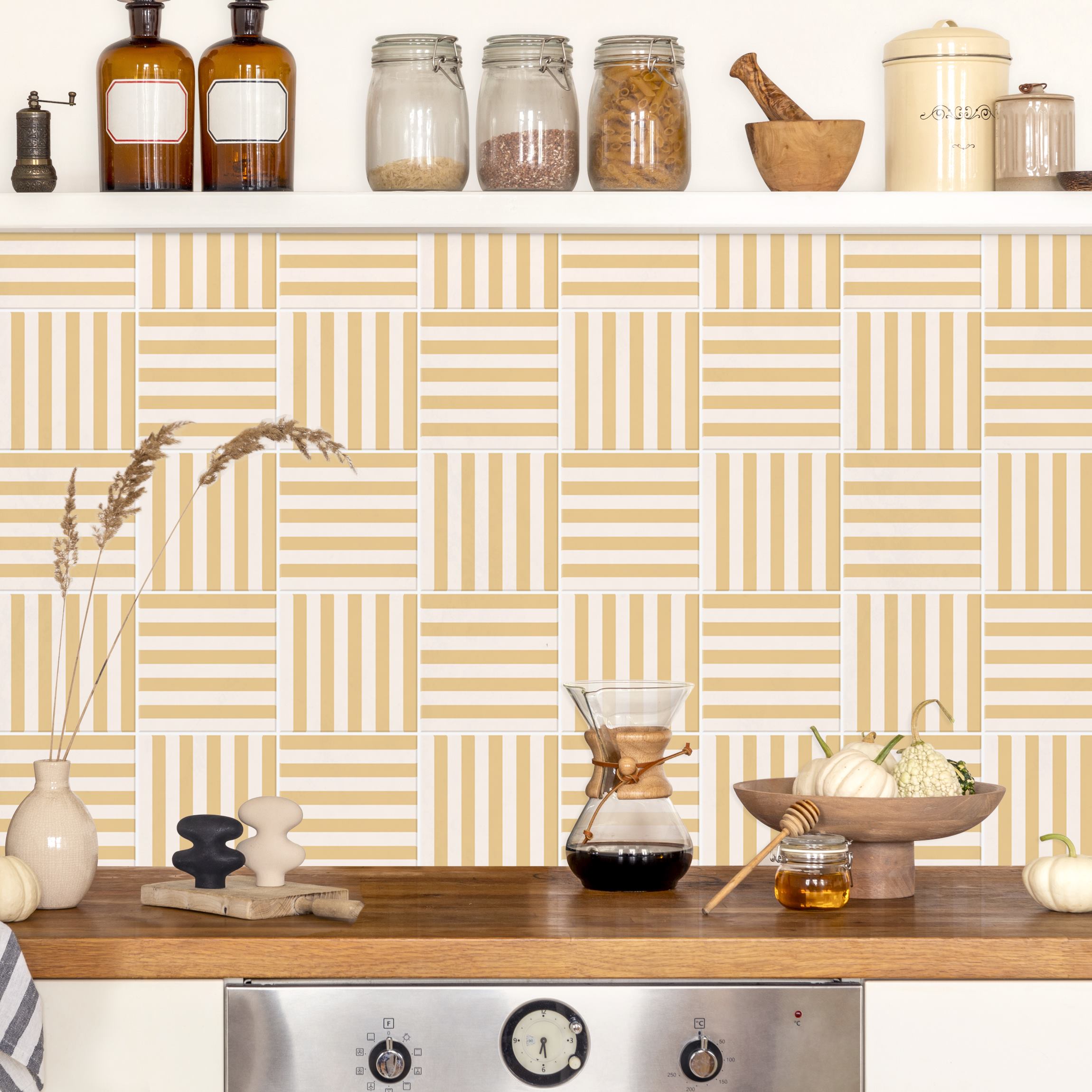 Küchenrückwand Fliesen mit Streifen Gelb