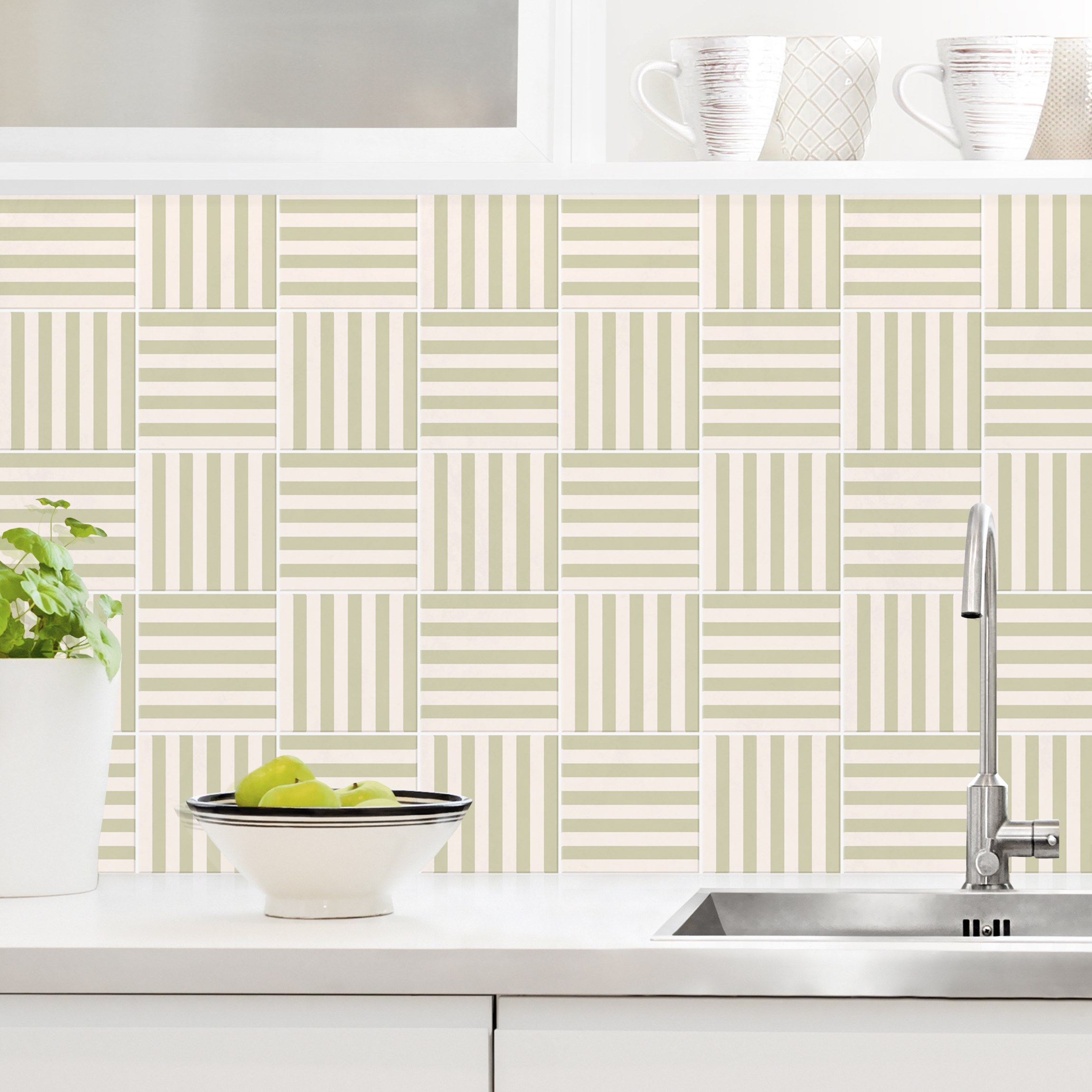 Küchenrückwand Fliesen mit Streifen Grün