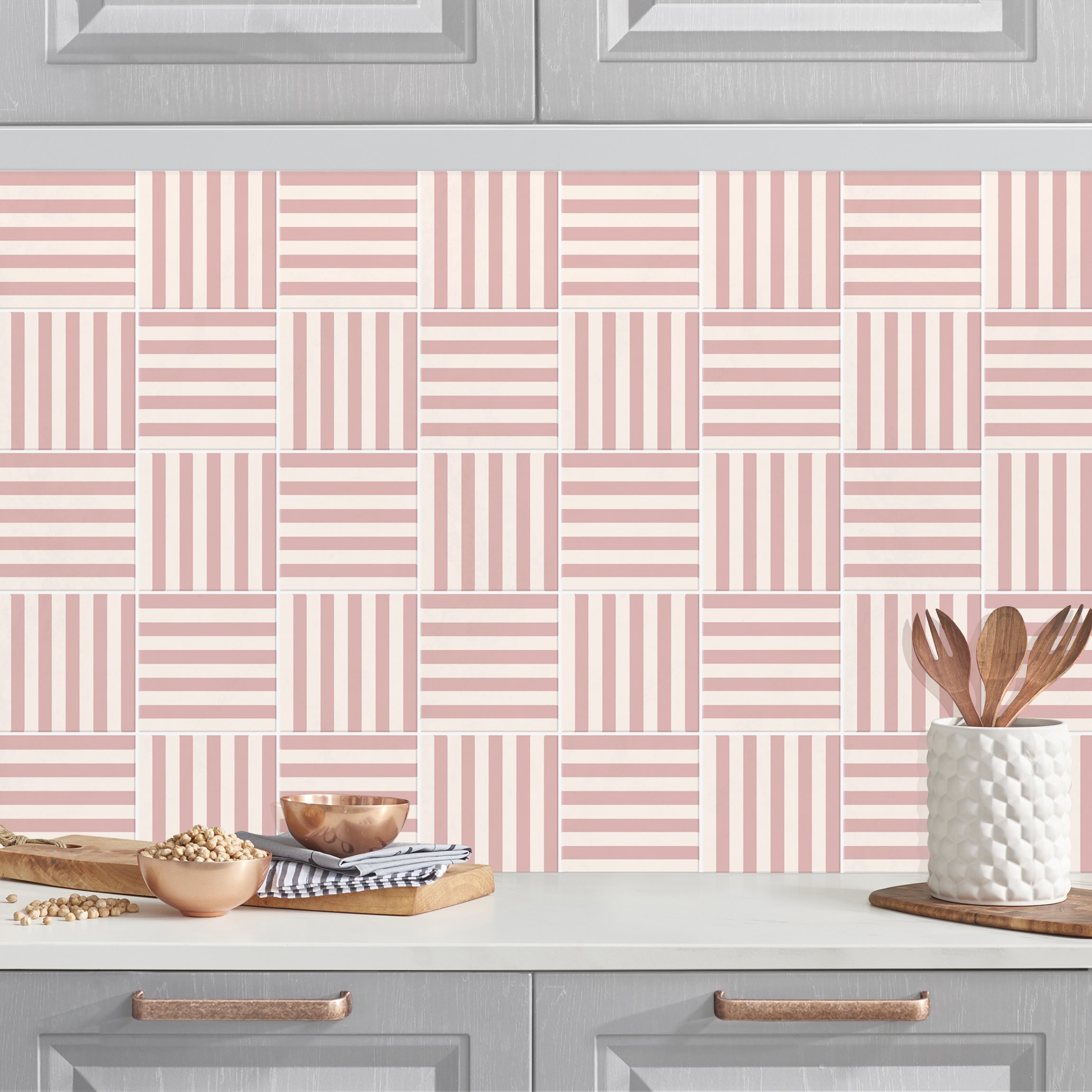 Küchenrückwand Fliesen mit Streifen Rosa