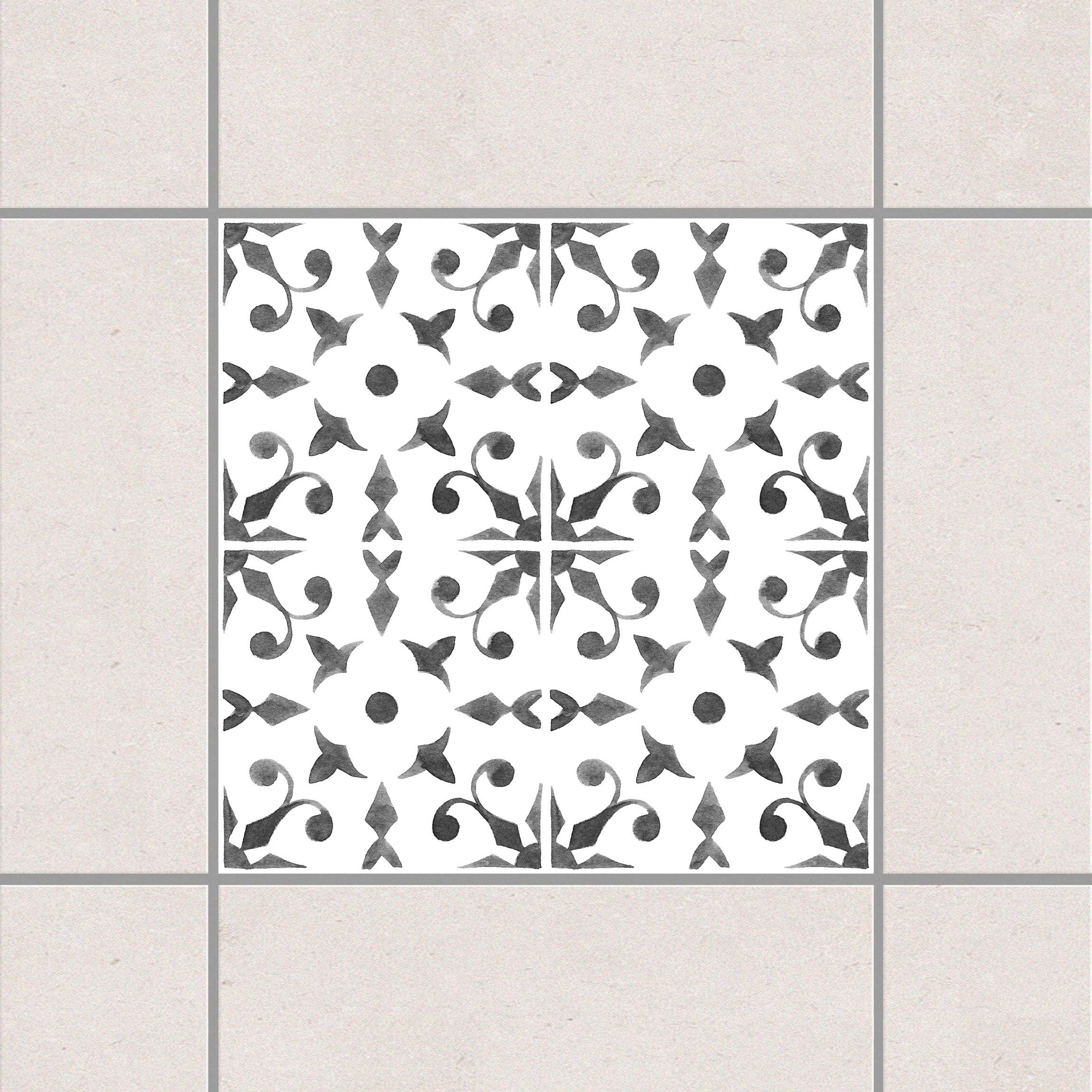 Fliesenaufkleber Grau Weiß Muster Serie No.6