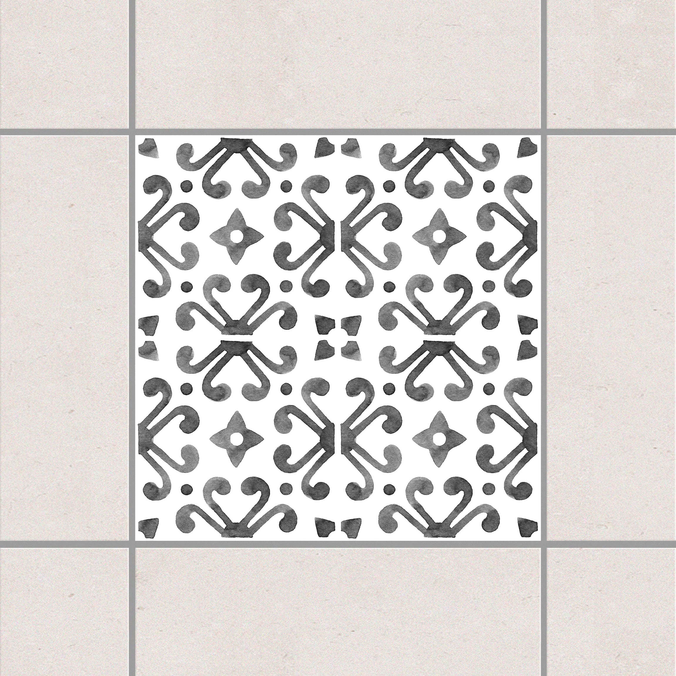 Fliesenaufkleber Grau Weiß Muster Serie No.7