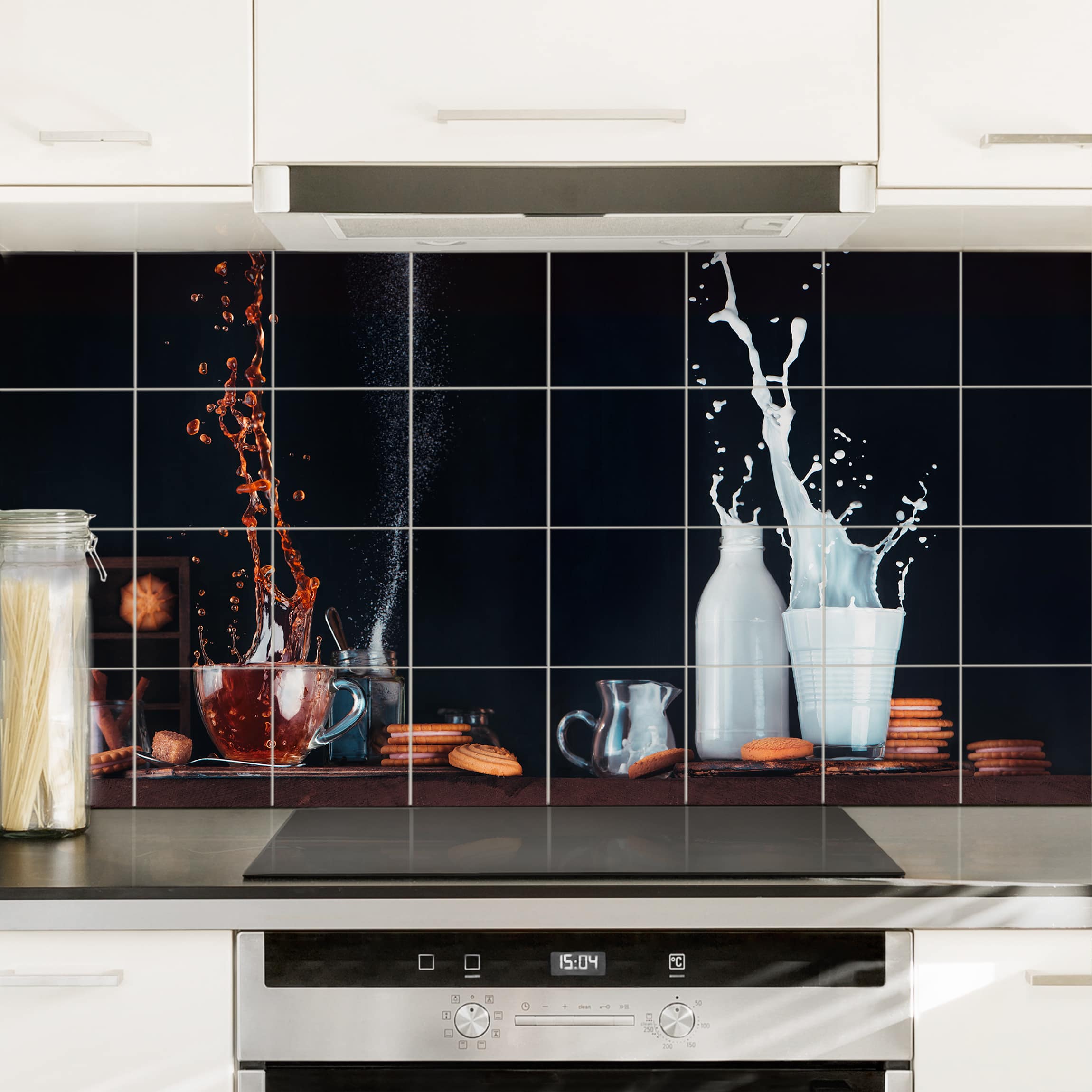 Fliesenbild Milch und Tee Komposition