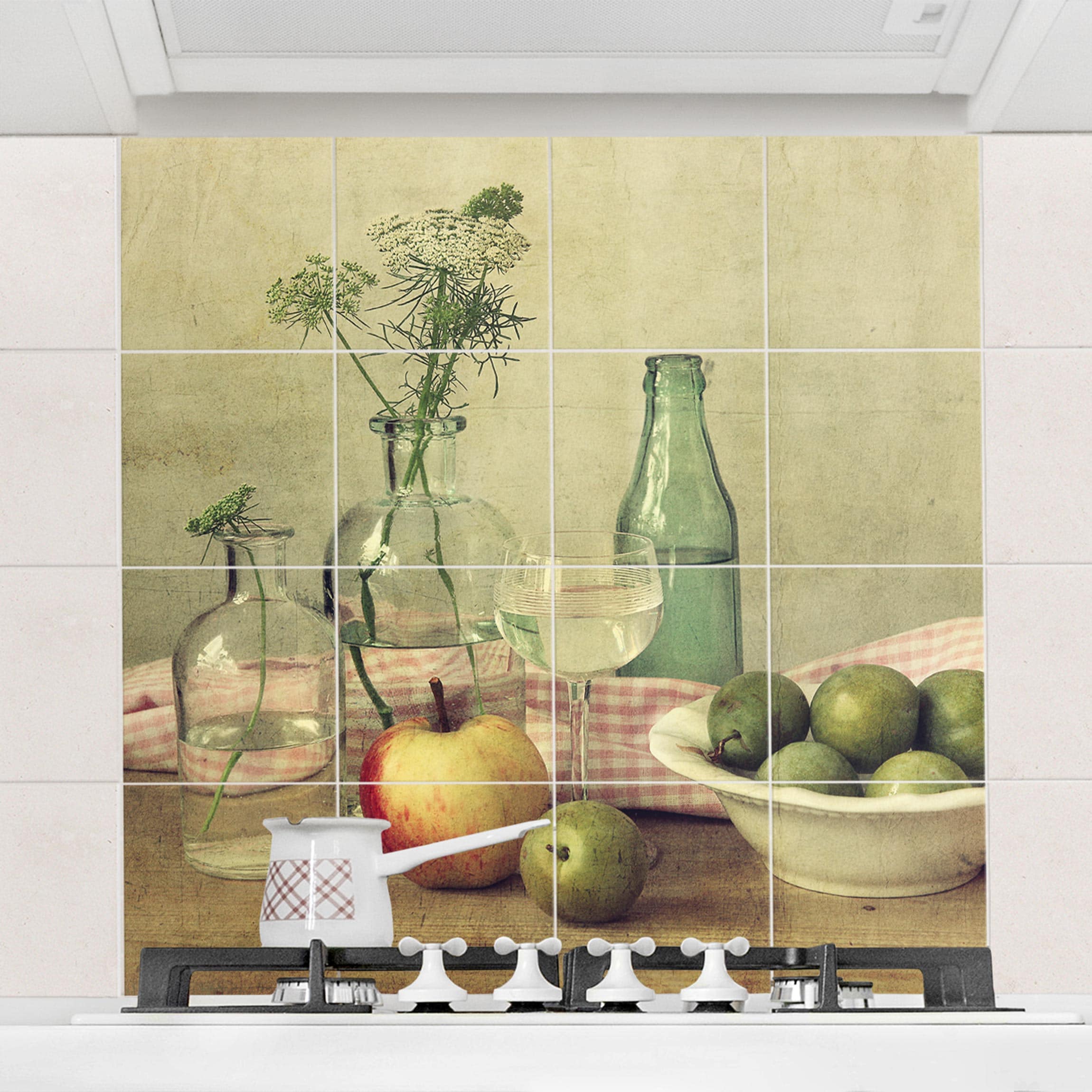 Fliesenbild Stillleben mit Flaschen