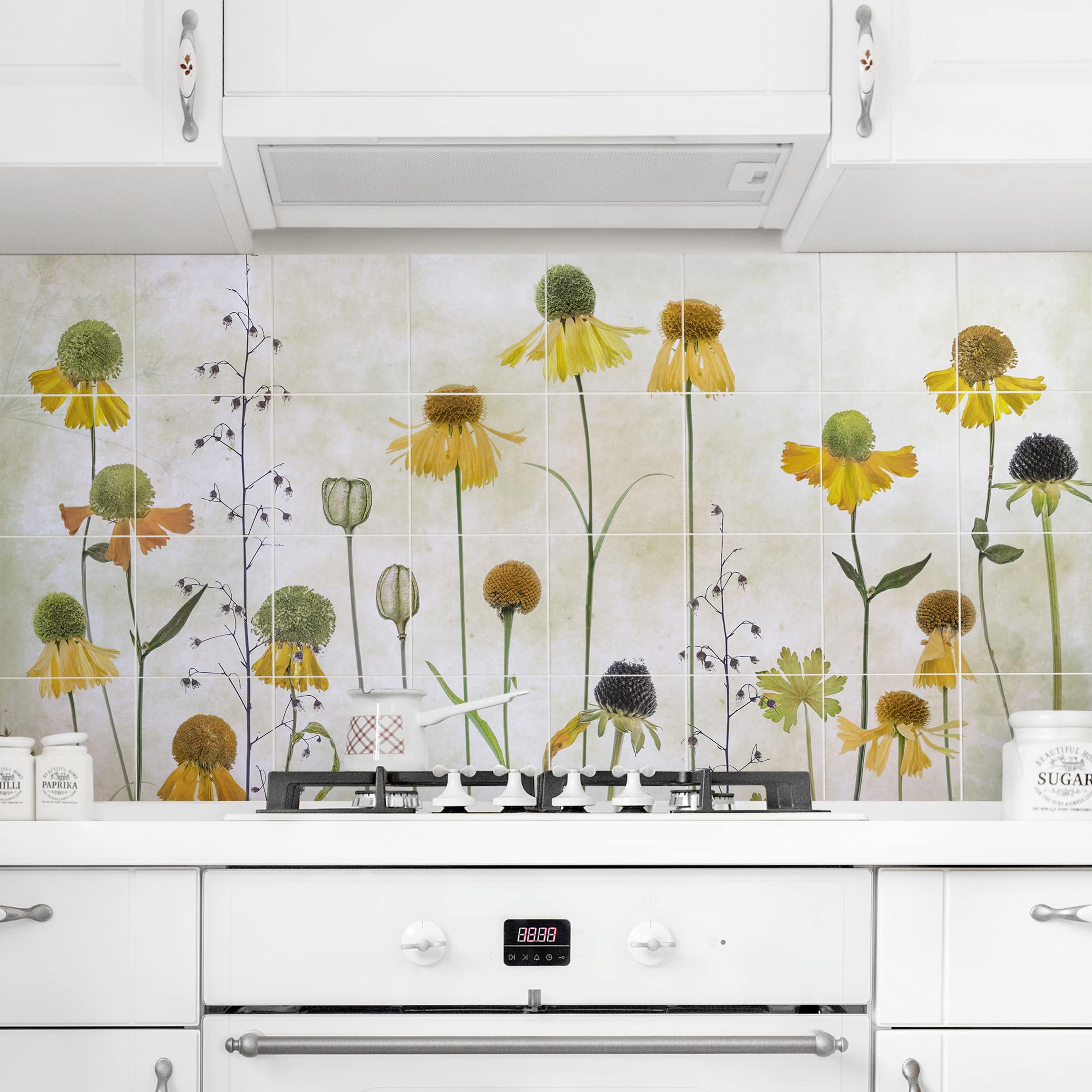 Fliesenbild - Querformat Zarte Helenium Blüten