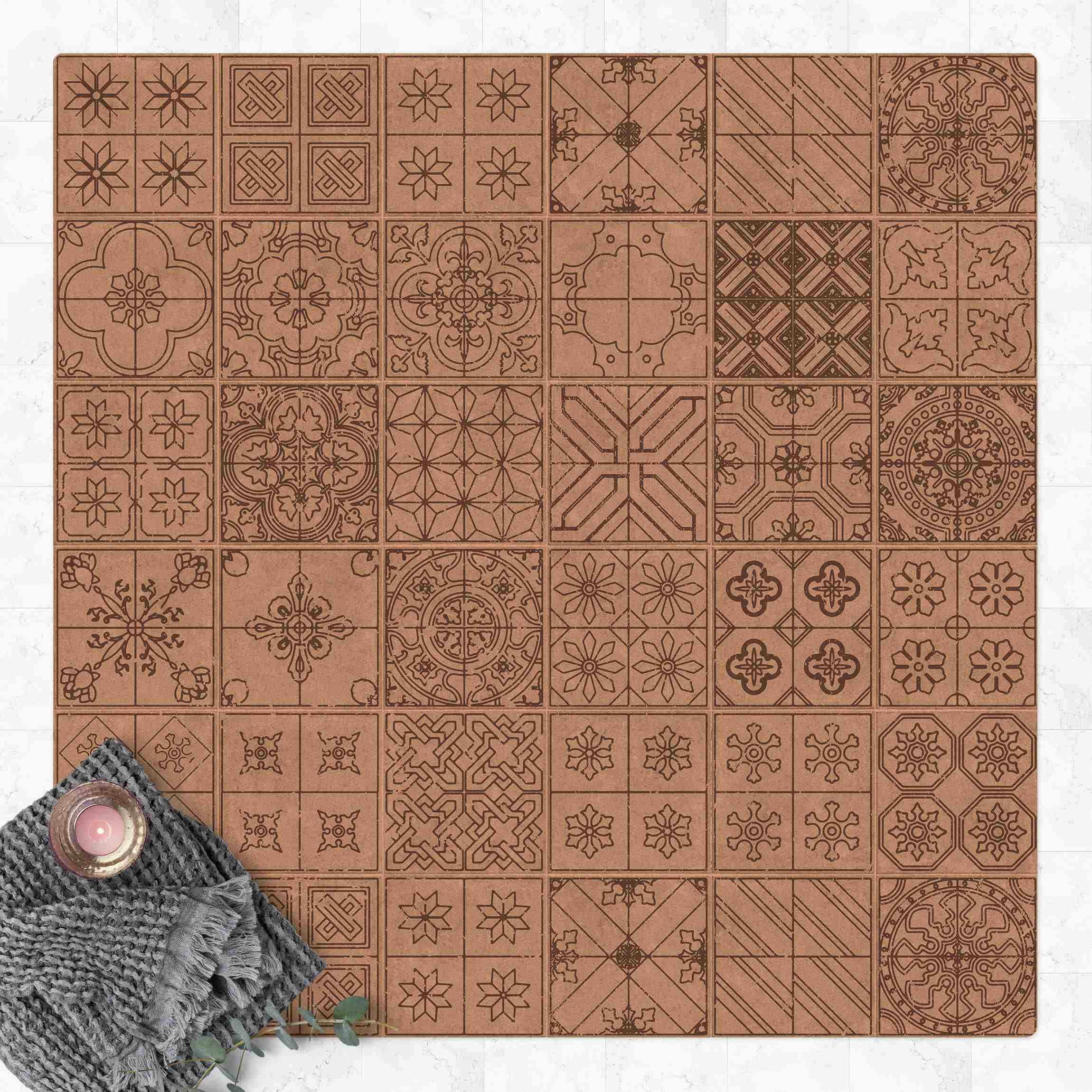 Kork-Teppich Fliesenmuster Coimbra grau