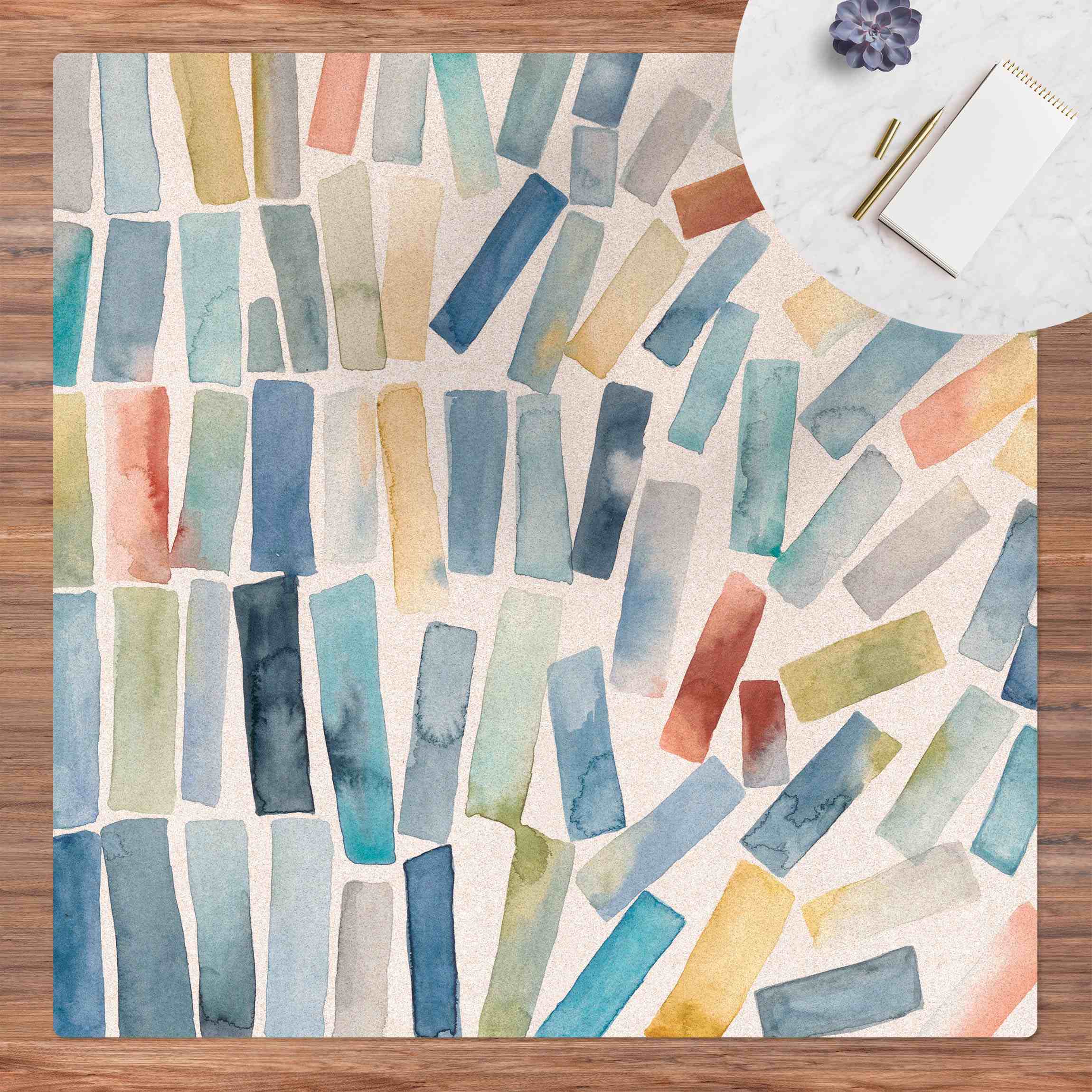 Kork-Teppich Fließende Aquarellbalken