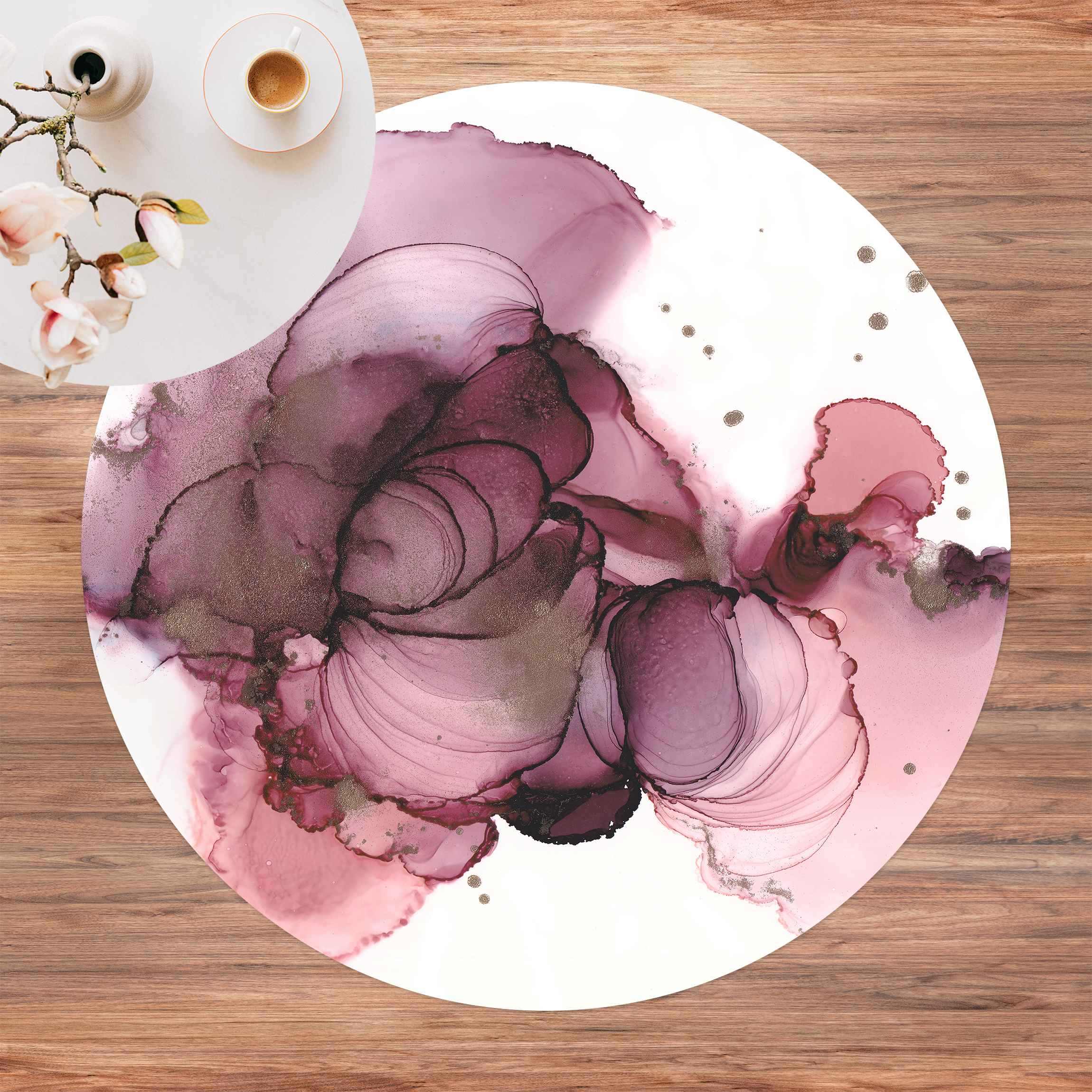 Runder Vinyl-Teppich Fließende Reinheit in Violett