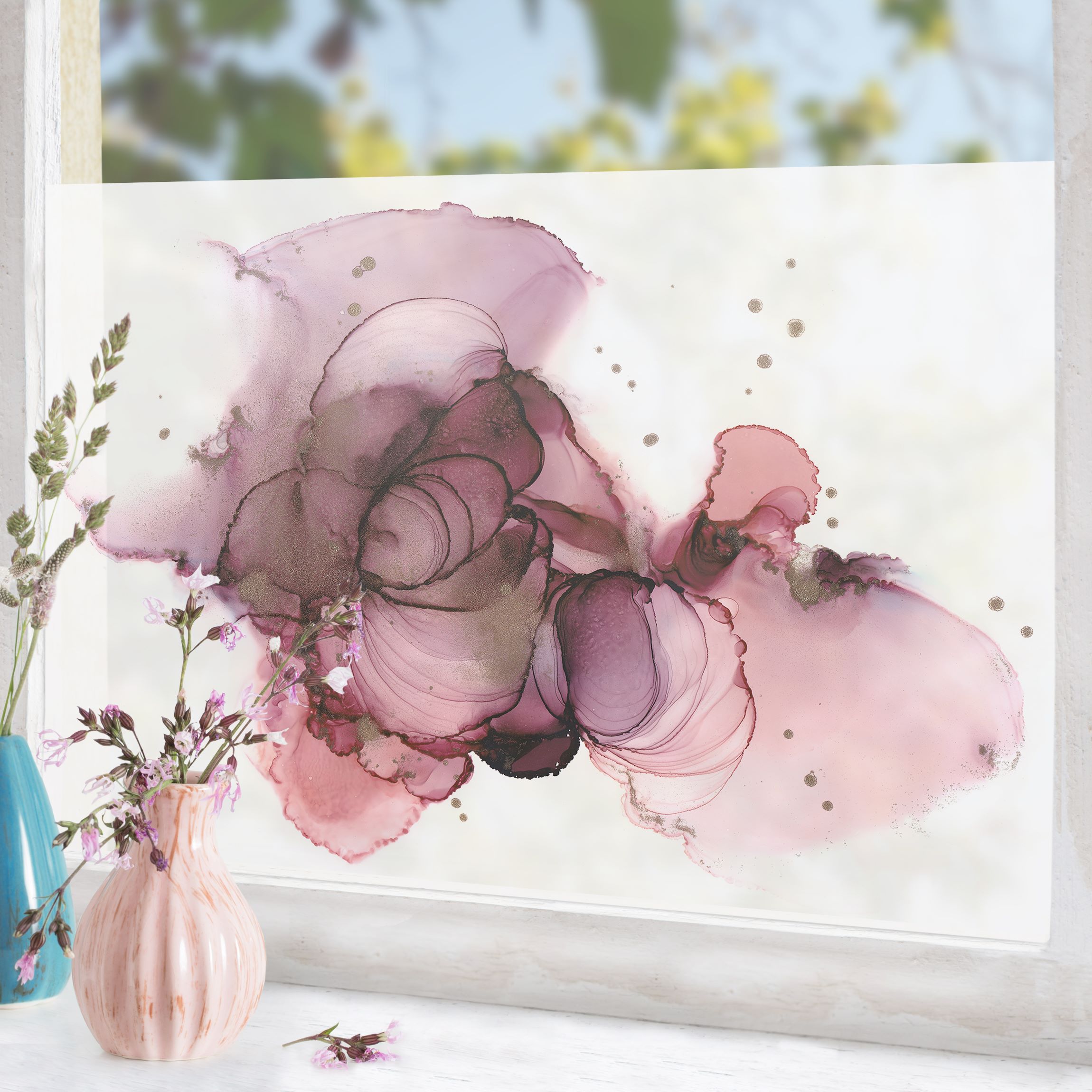 Fensterfolie Fließende Reinheit in Violett
