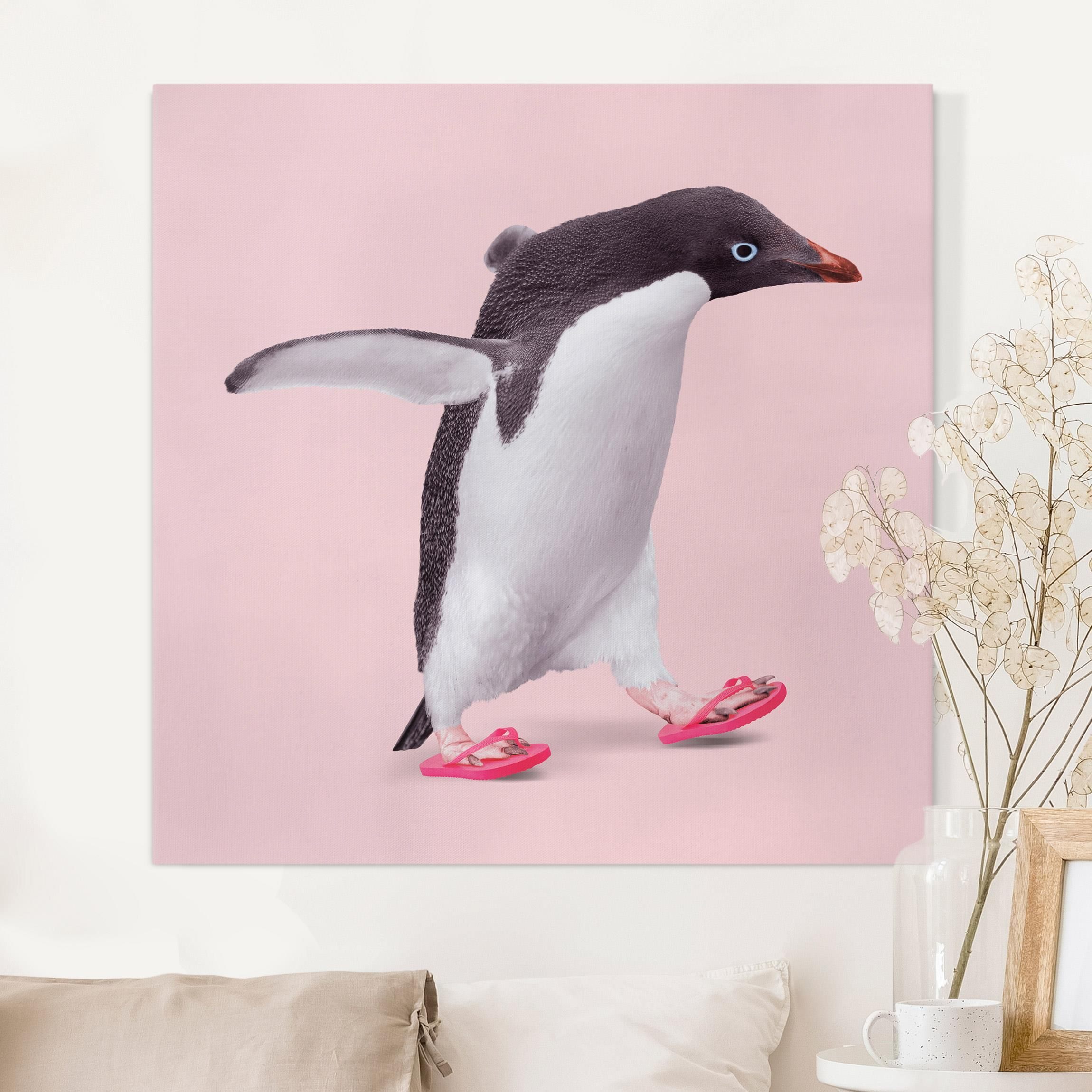 Leinwandbild Flip-Flop Pinguin