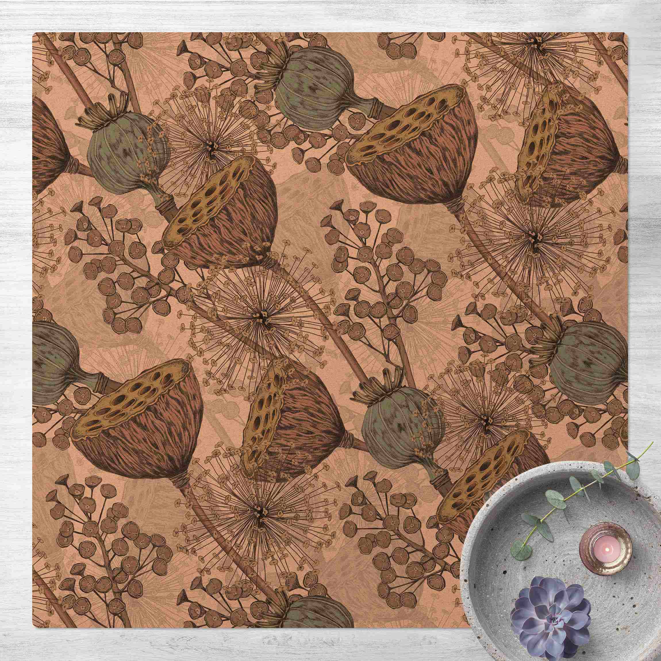 Kork-Teppich Florale Eleganz Blumendekor