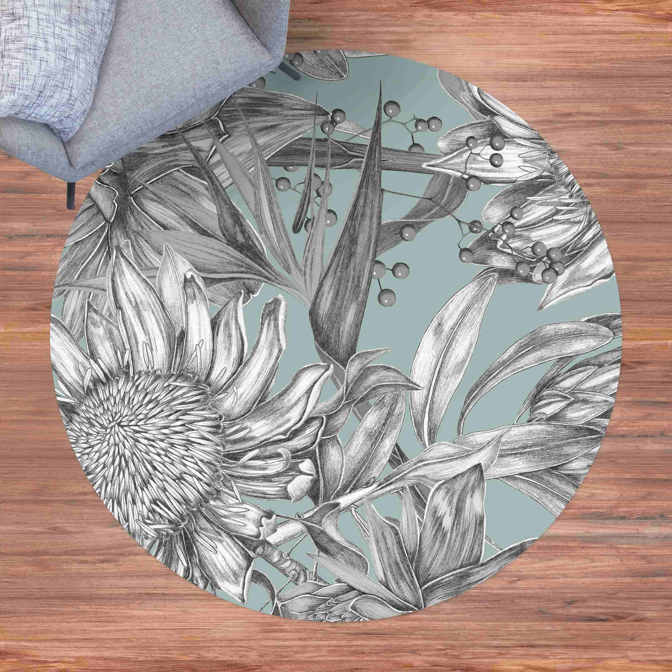 Runder Vinyl-Teppich Florale Eleganz Echinacea