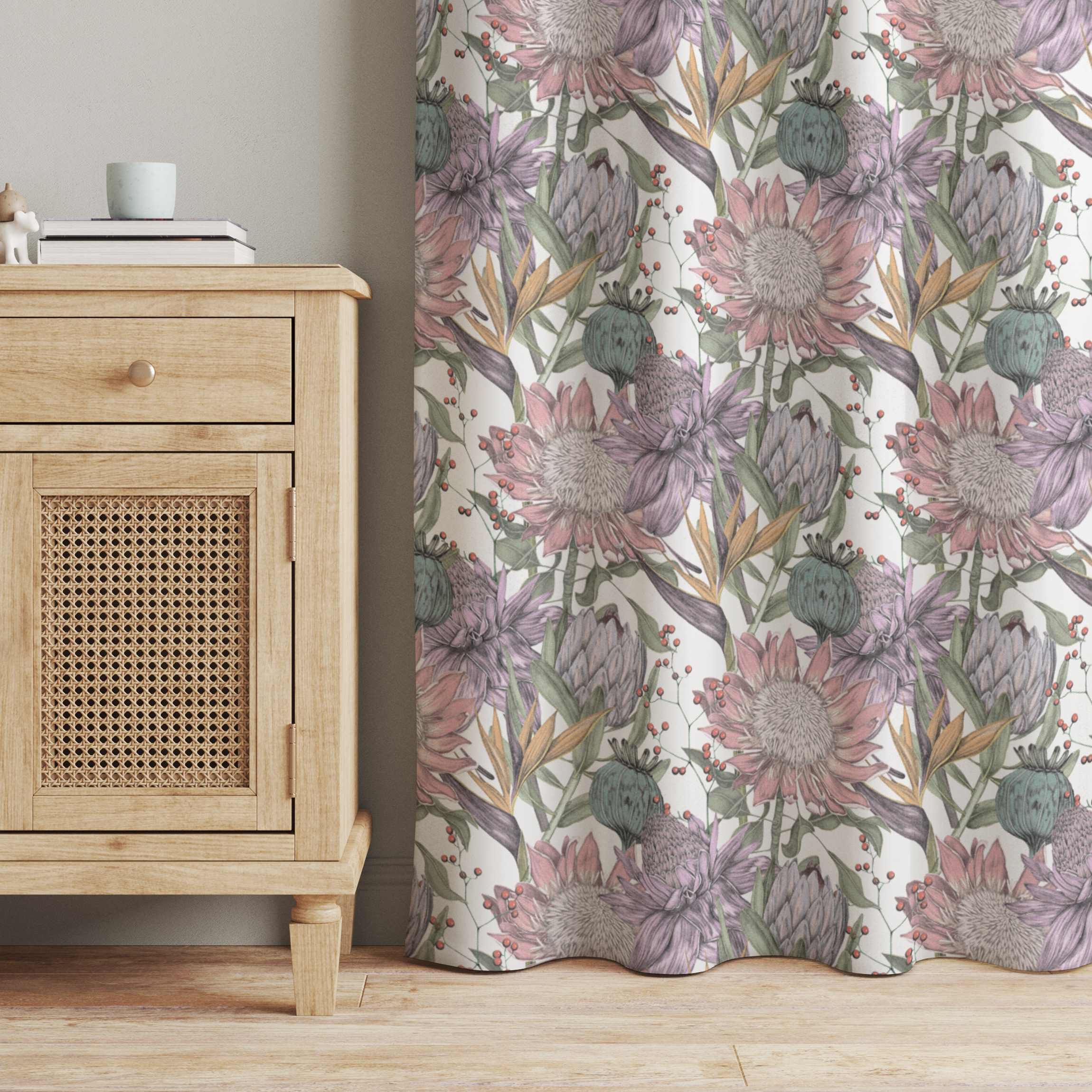 Vorhang Florale Eleganz in Pastell