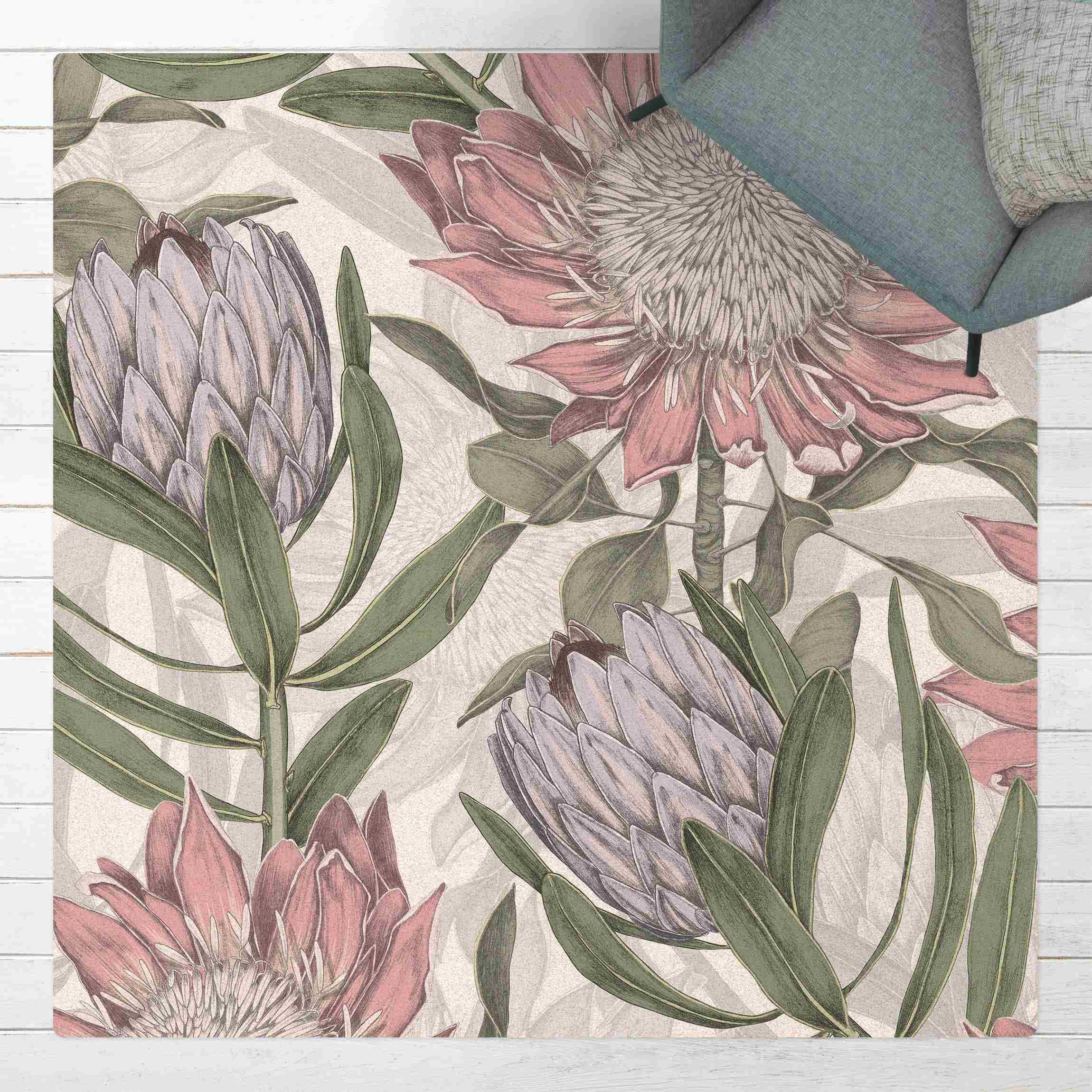 Kork-Teppich Florale Eleganz Protea