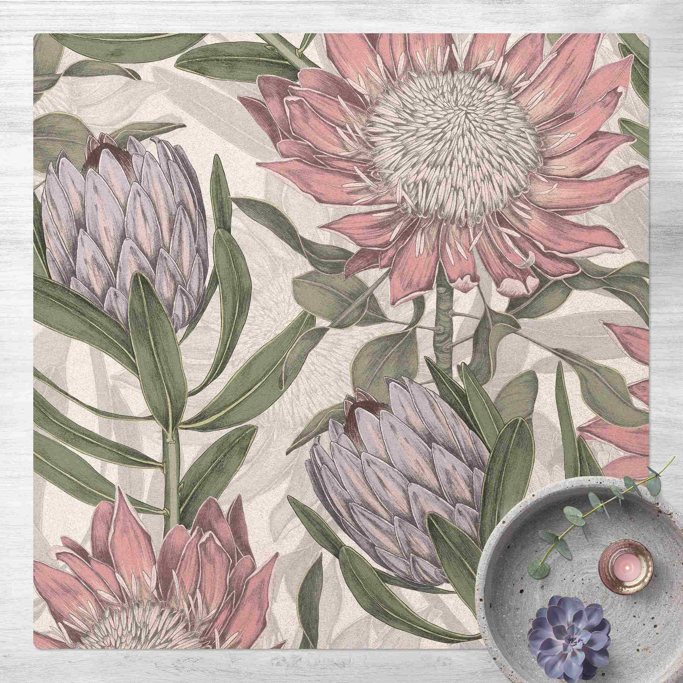 Kork-Teppich Florale Eleganz Protea