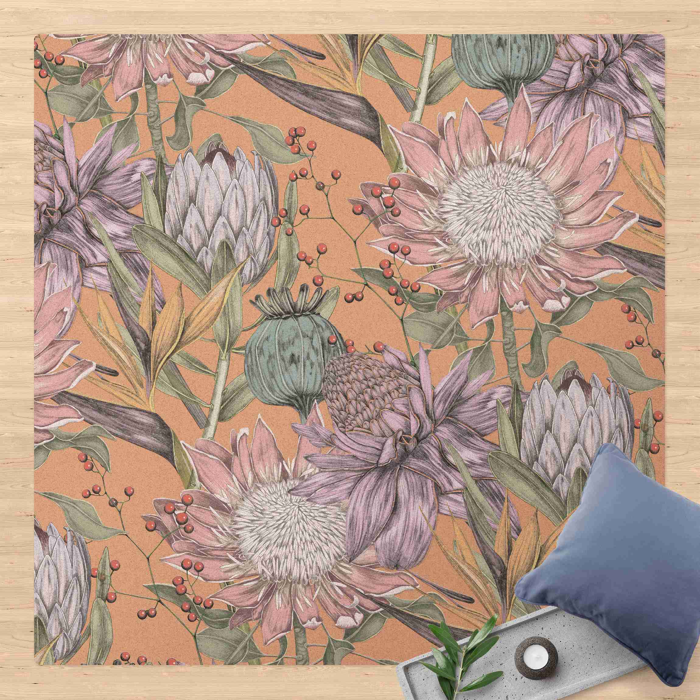 Kork-Teppich Florale Eleganz Strelitzie