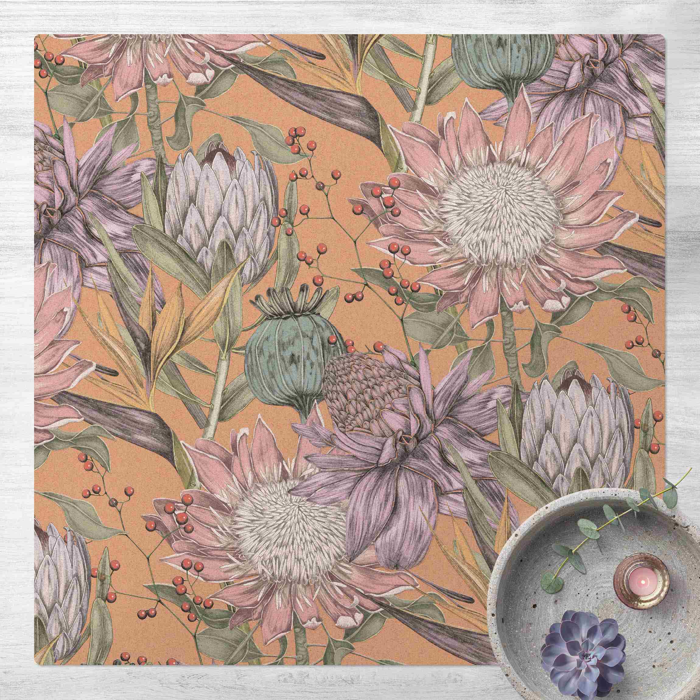 Kork-Teppich Florale Eleganz Strelitzie