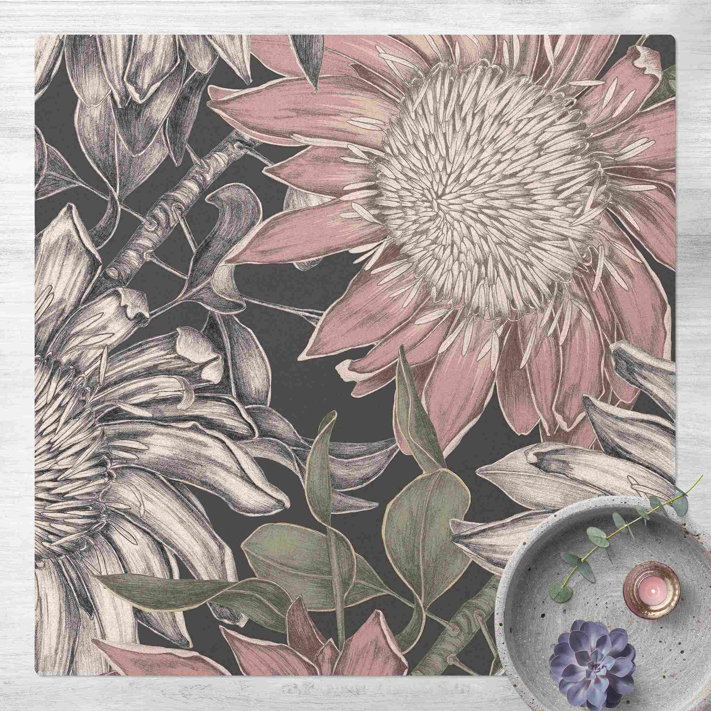 Kork-Teppich Florale Eleganz Vintageblüten