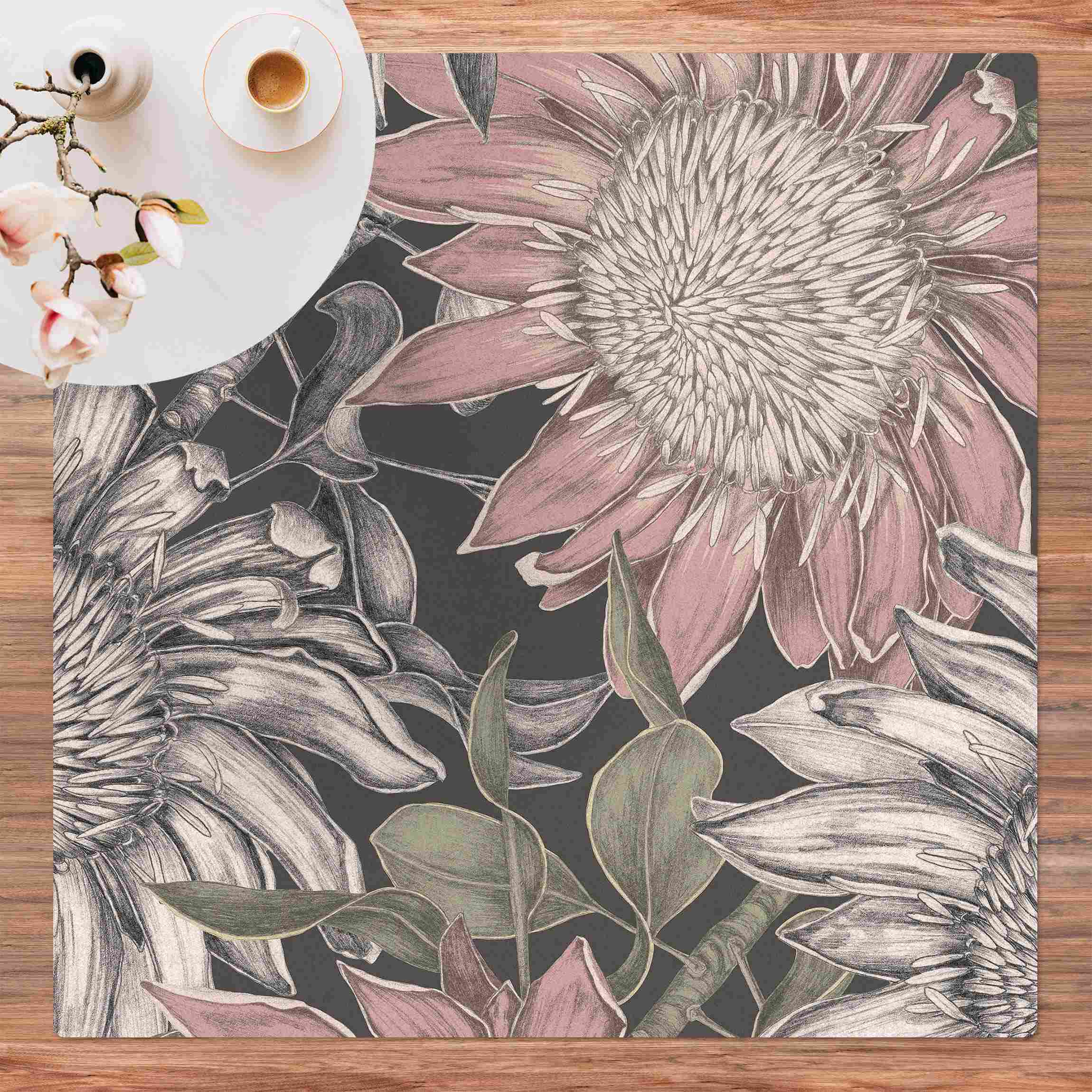 Kork-Teppich Florale Eleganz Vintageblüten