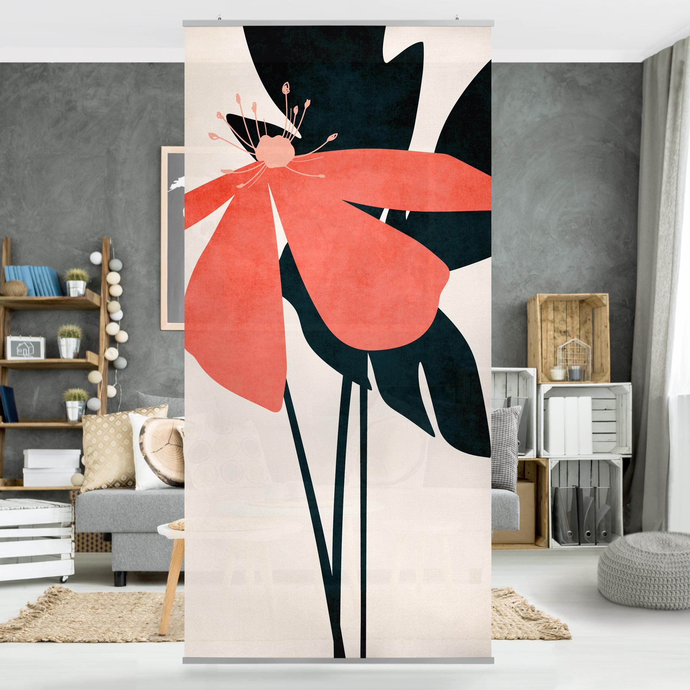 Raumteiler Florale Schönheit Rosa und Blau