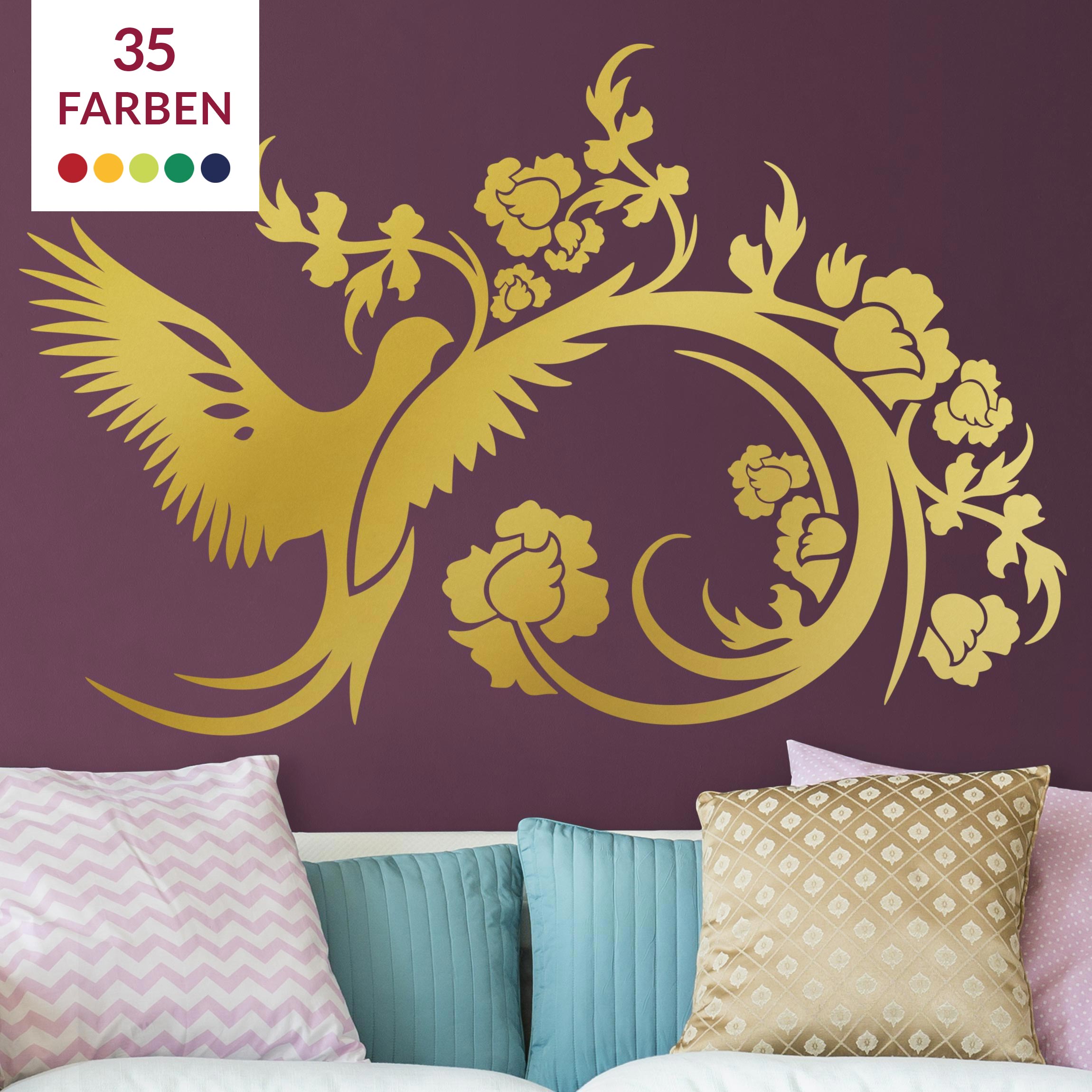 Wandtattoo Blumen Flügelschlag mit Ranke