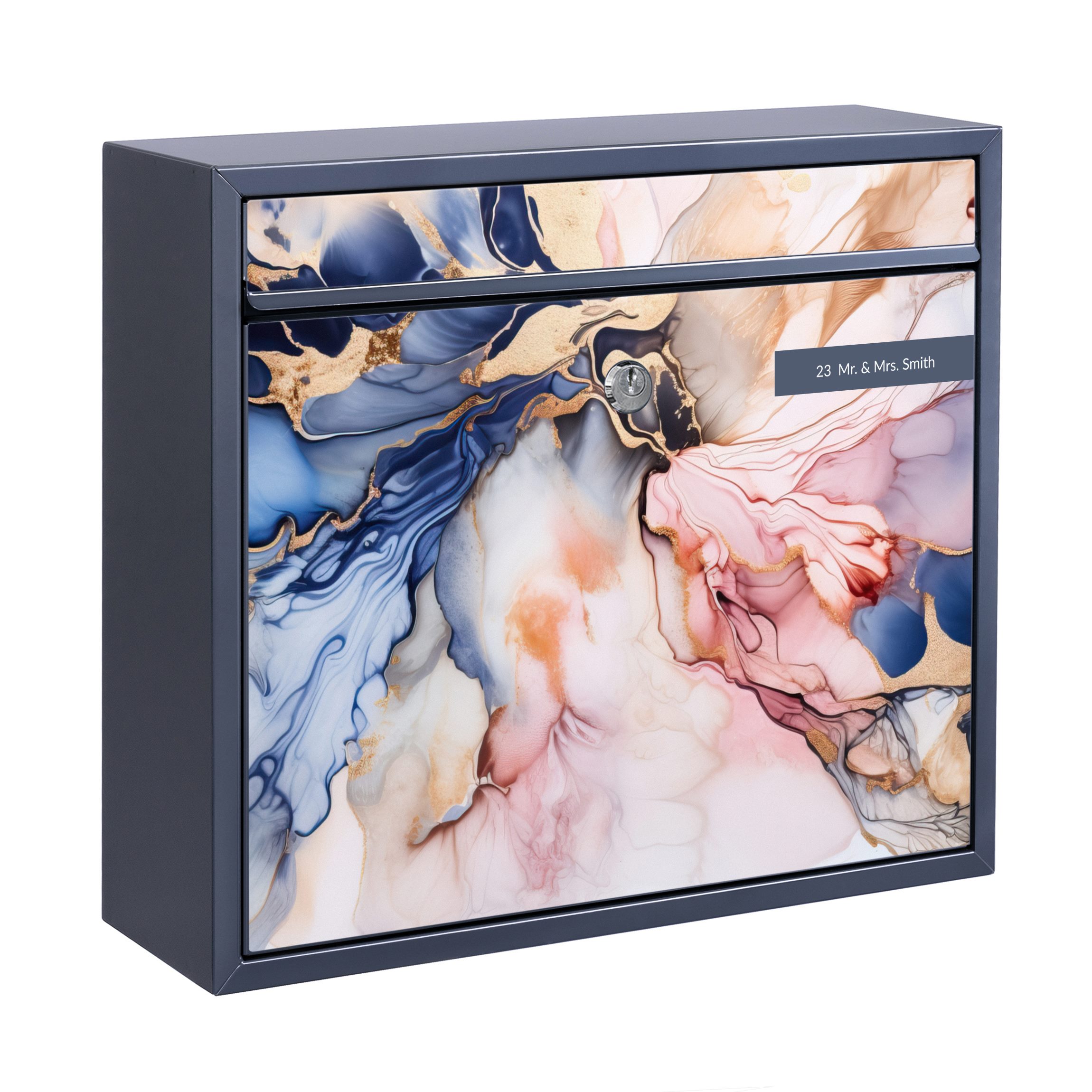 Briefkasten mit eigenem Text Flüssiges Farbspiel mit Gold