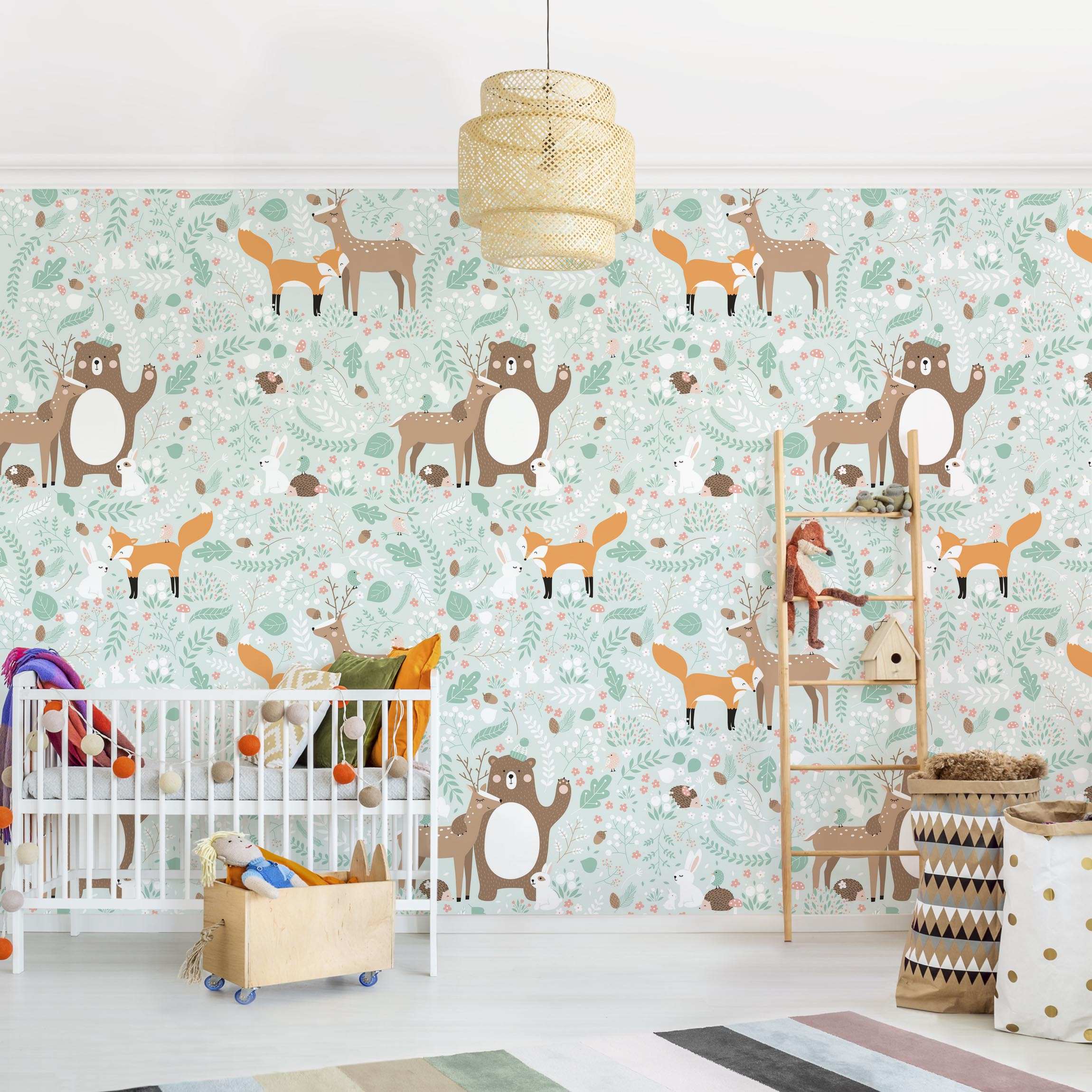 Mustertapete Forest-Friends-mit-Waldtieren