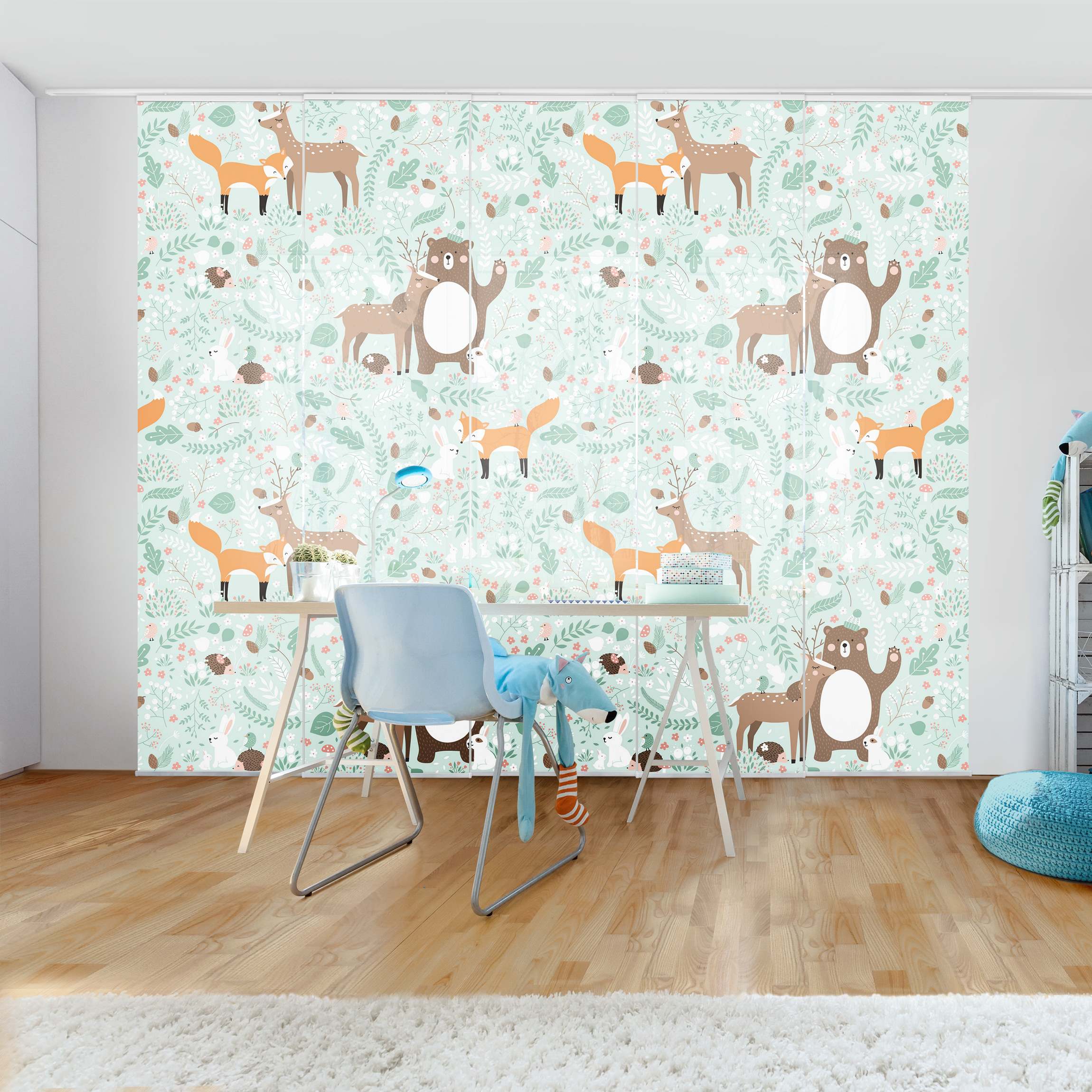 Schiebegardine Forest-Friends-mit-Waldtieren