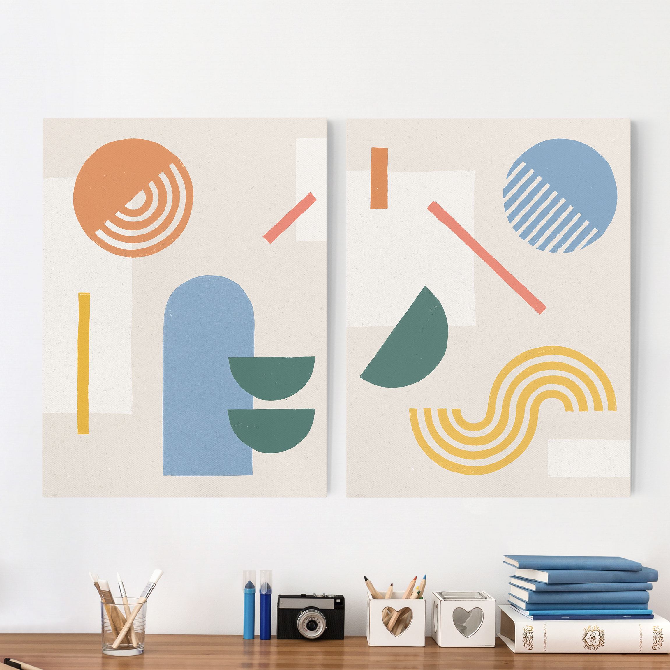Leinwandbild 2-teilig Formen und Farben Duo
