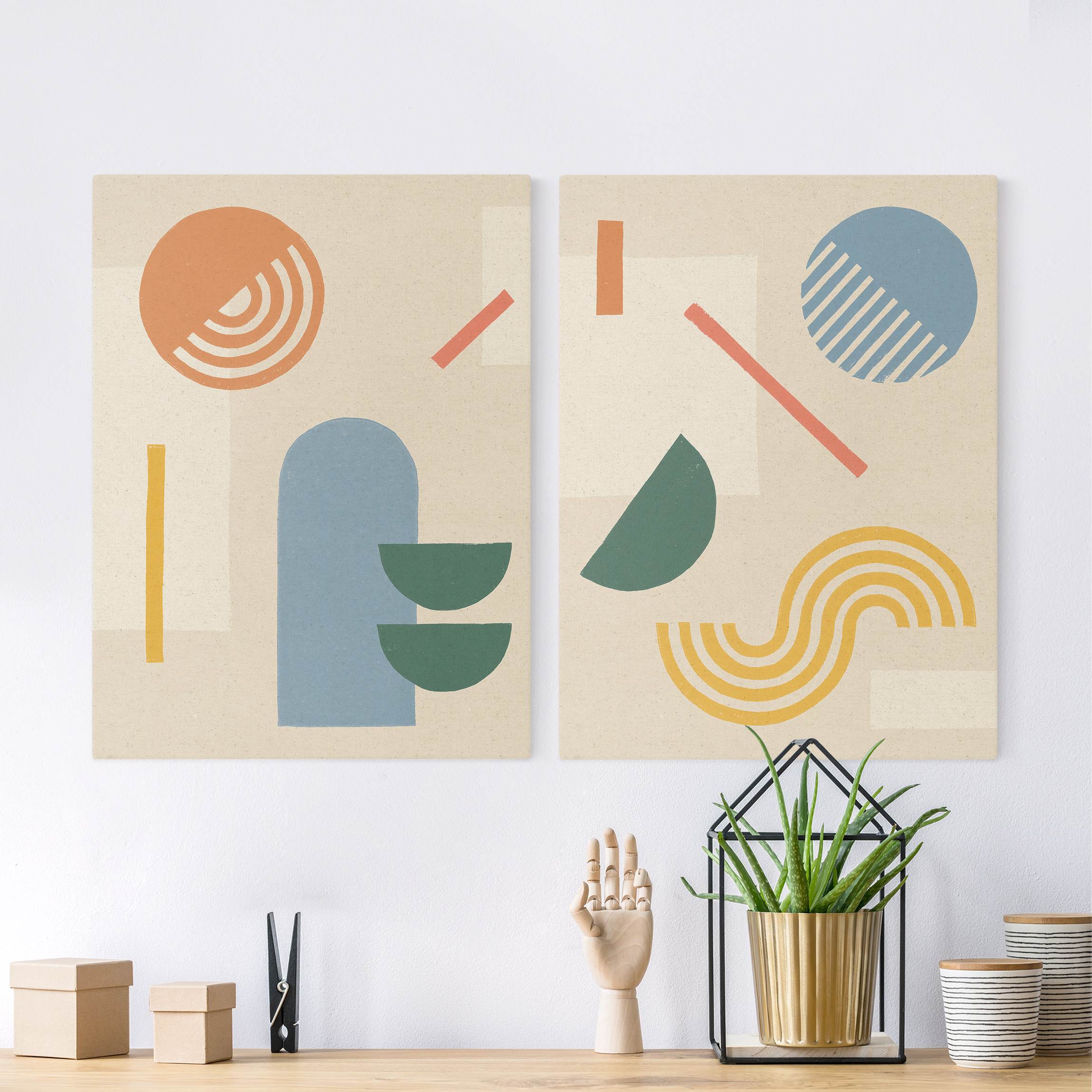 2-teiliges Leinwandbild Formen und Farben Duo