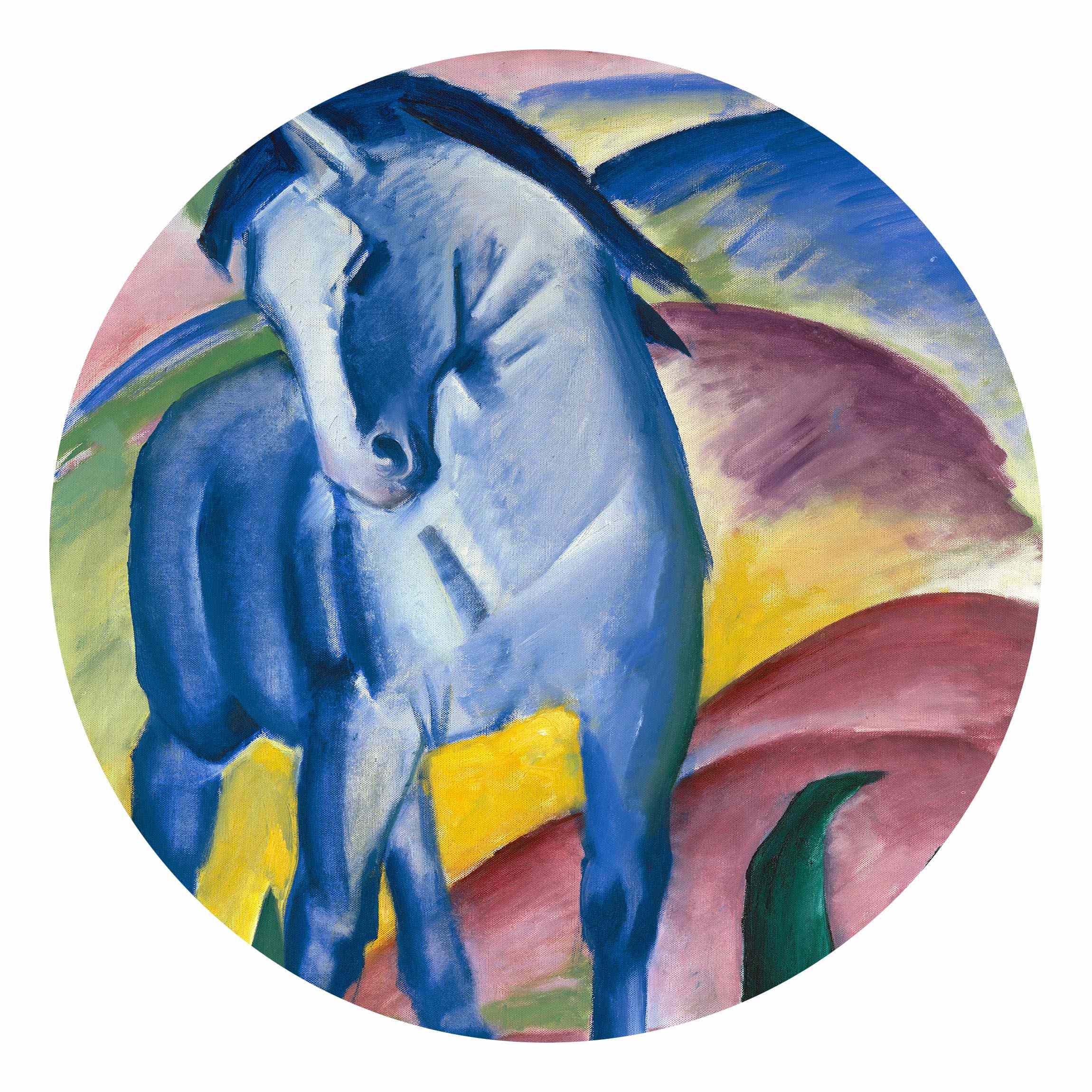 Runde Fototapete Franz Marc - Blaues Pferd