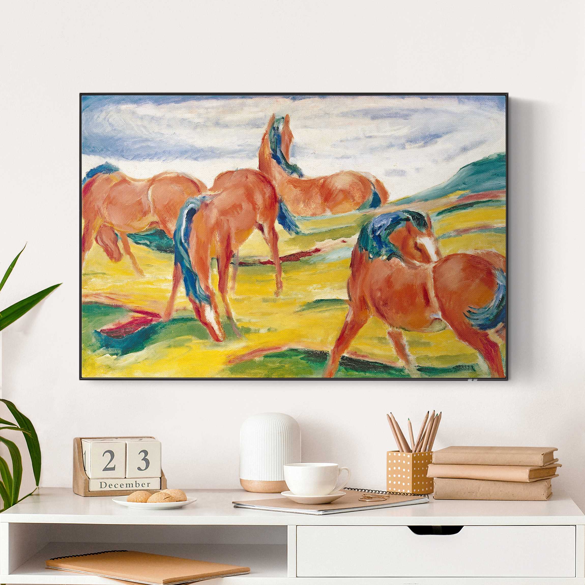 Akustik-Wechselbild Franz Marc - Weidende Pferde