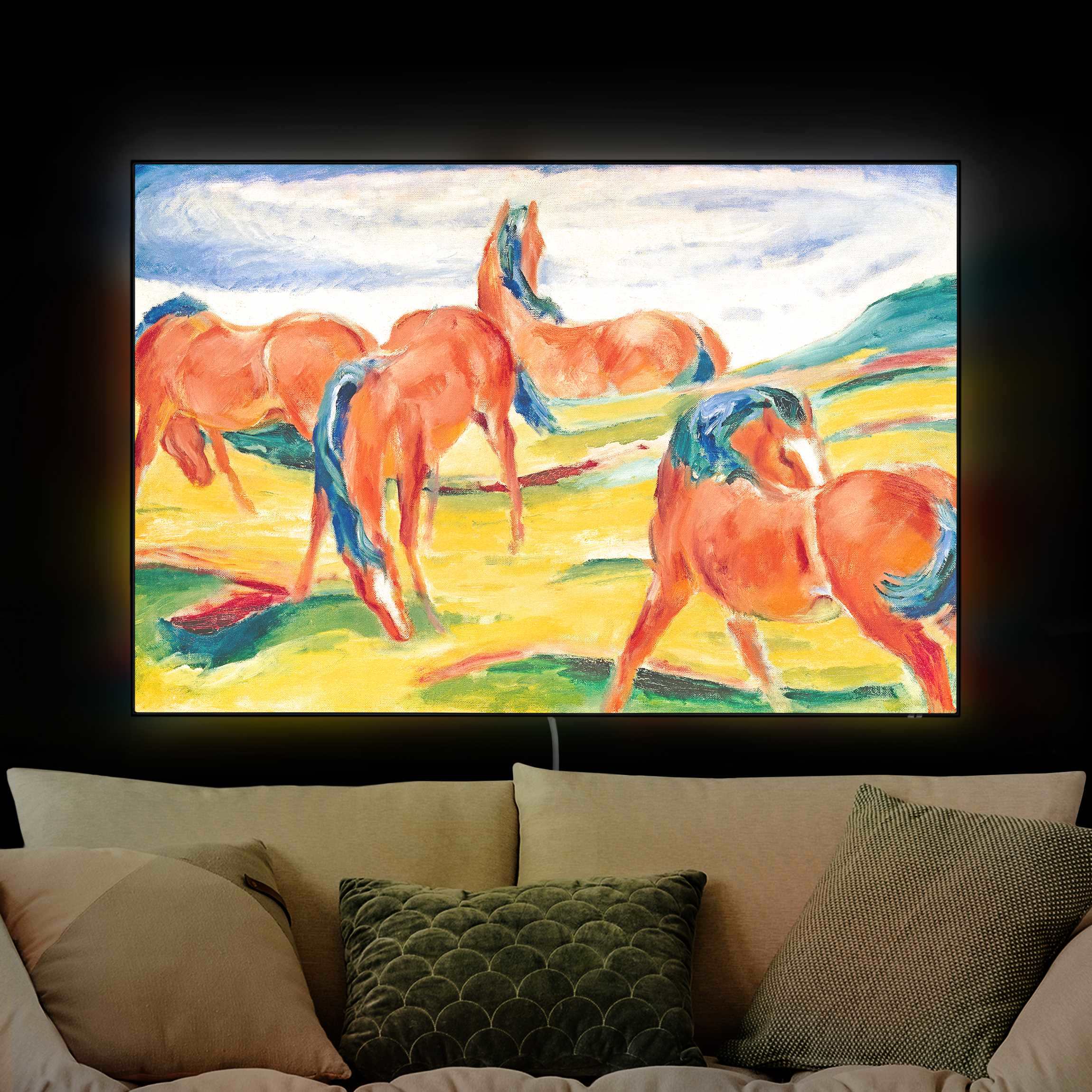 LED-Wechselbild Franz Marc - Weidende Pferde