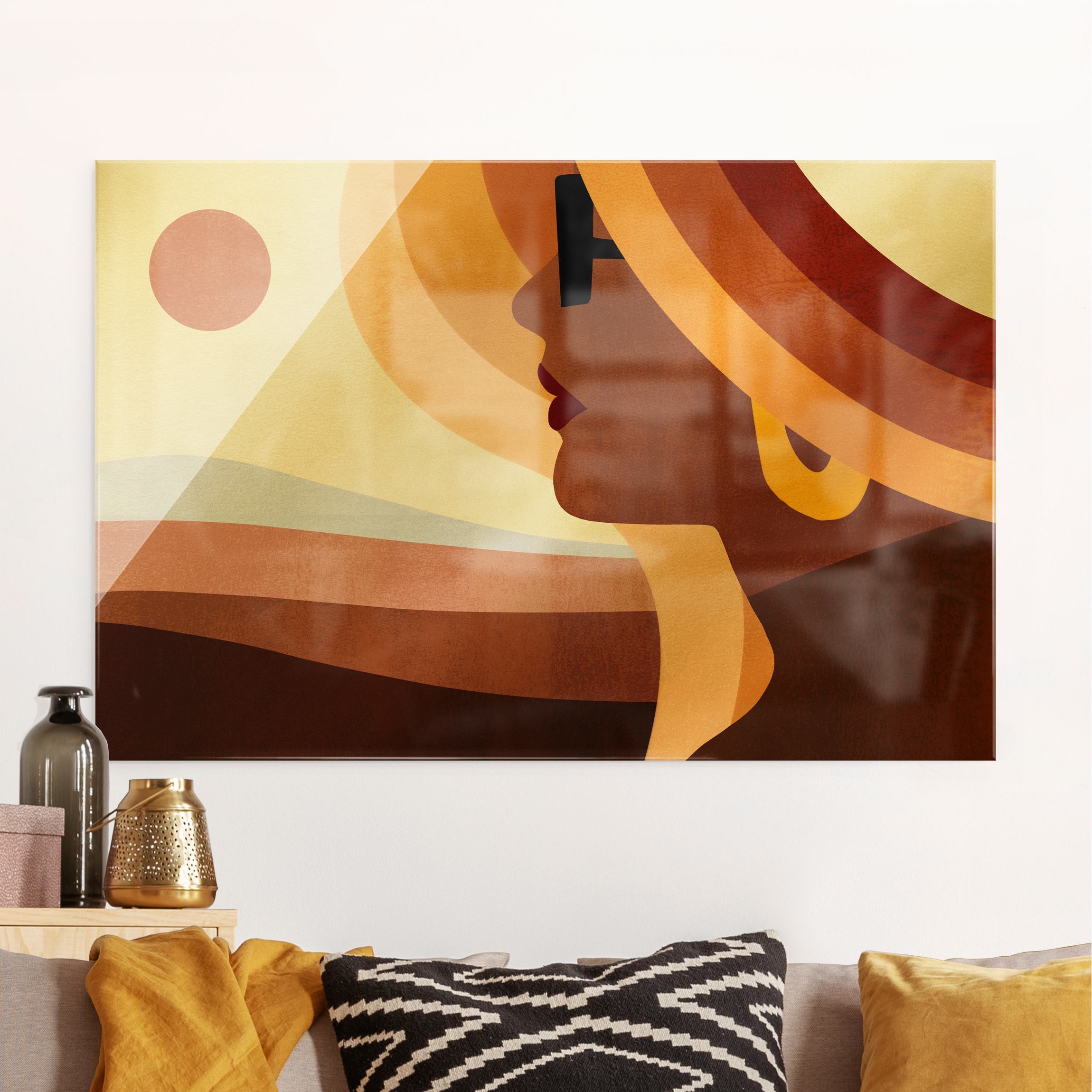 Glasbild Frau mit Sonnenbrille