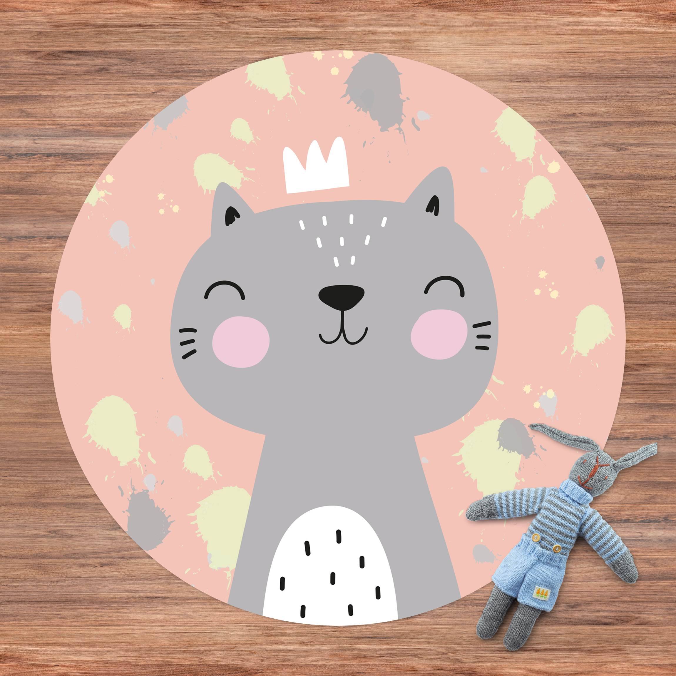 Runder Vinyl-Teppich Freche Katze