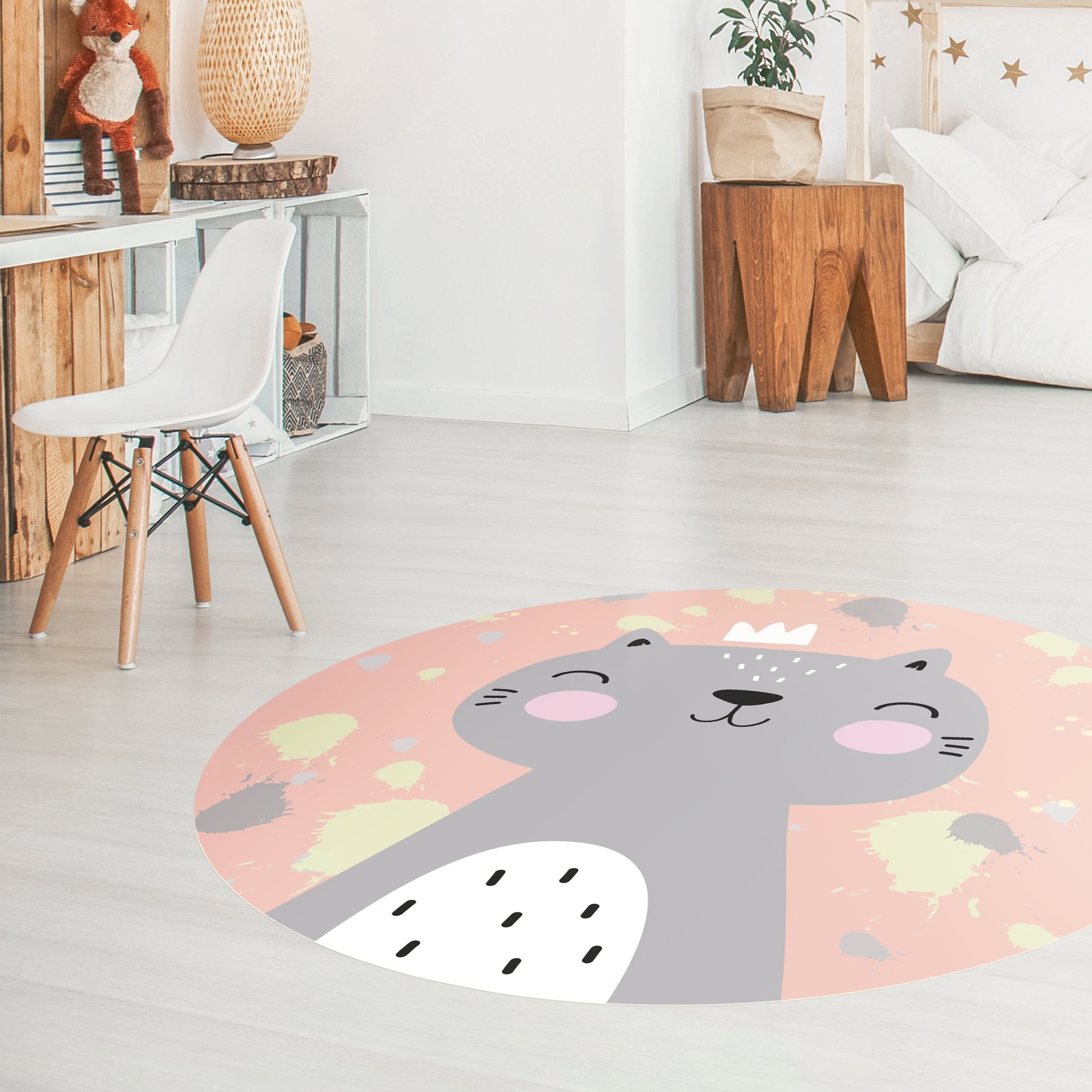 Runder Vinyl-Teppich Freche Katze