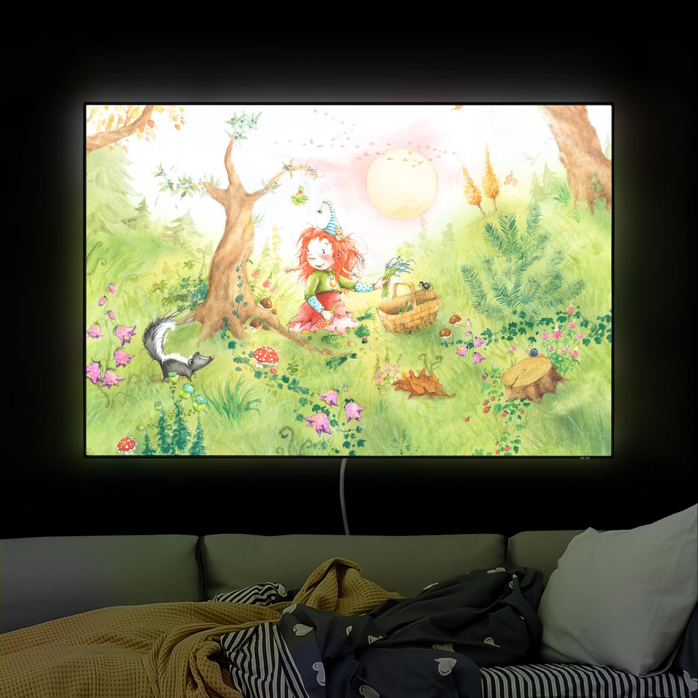 LED-Wechselbild Frida sammelt Kräuter