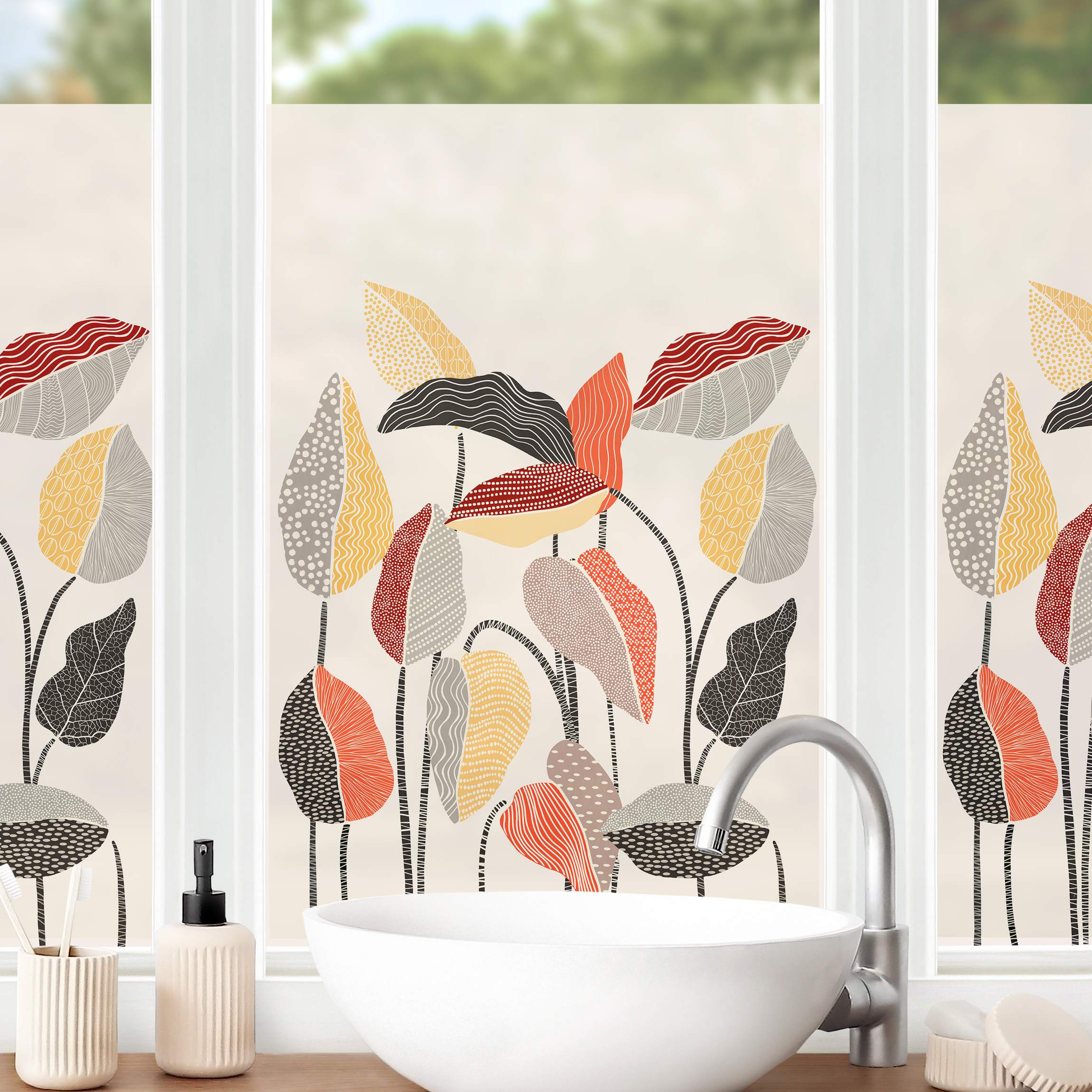 Fensterfolie Fröhliche Blätter I