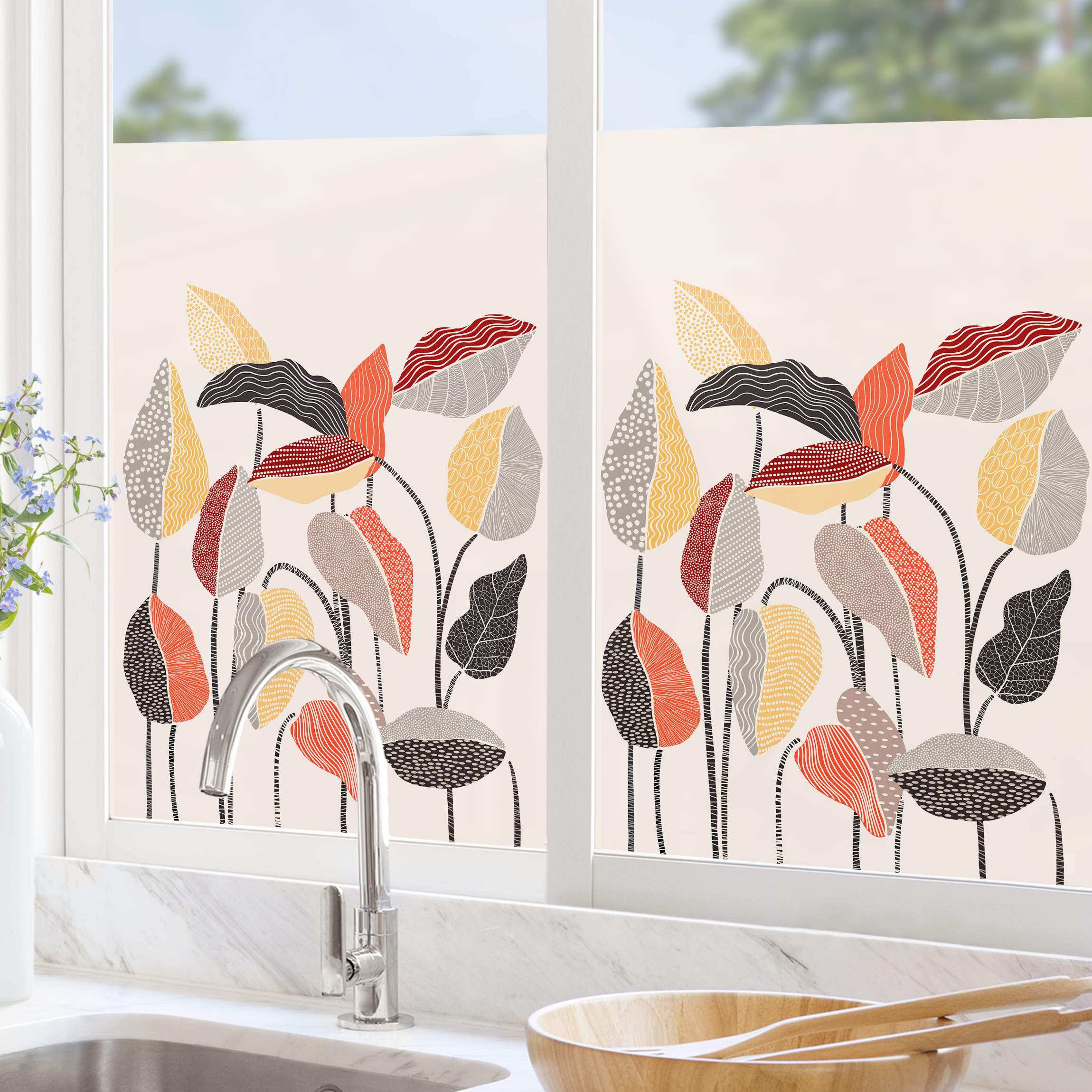 Fensterfolie Fröhliche Blätter I