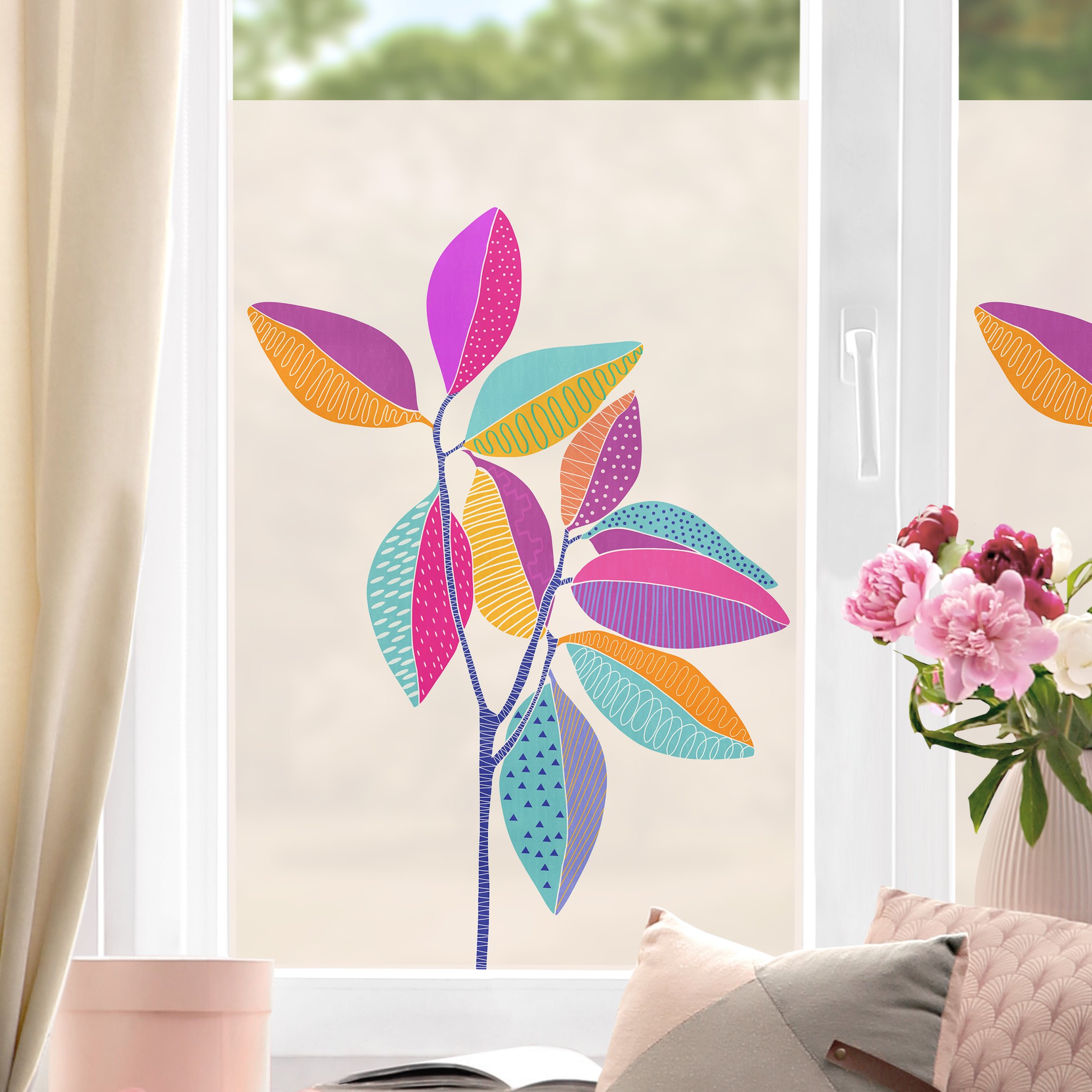 Fensterfolie Fröhliche Blätter II
