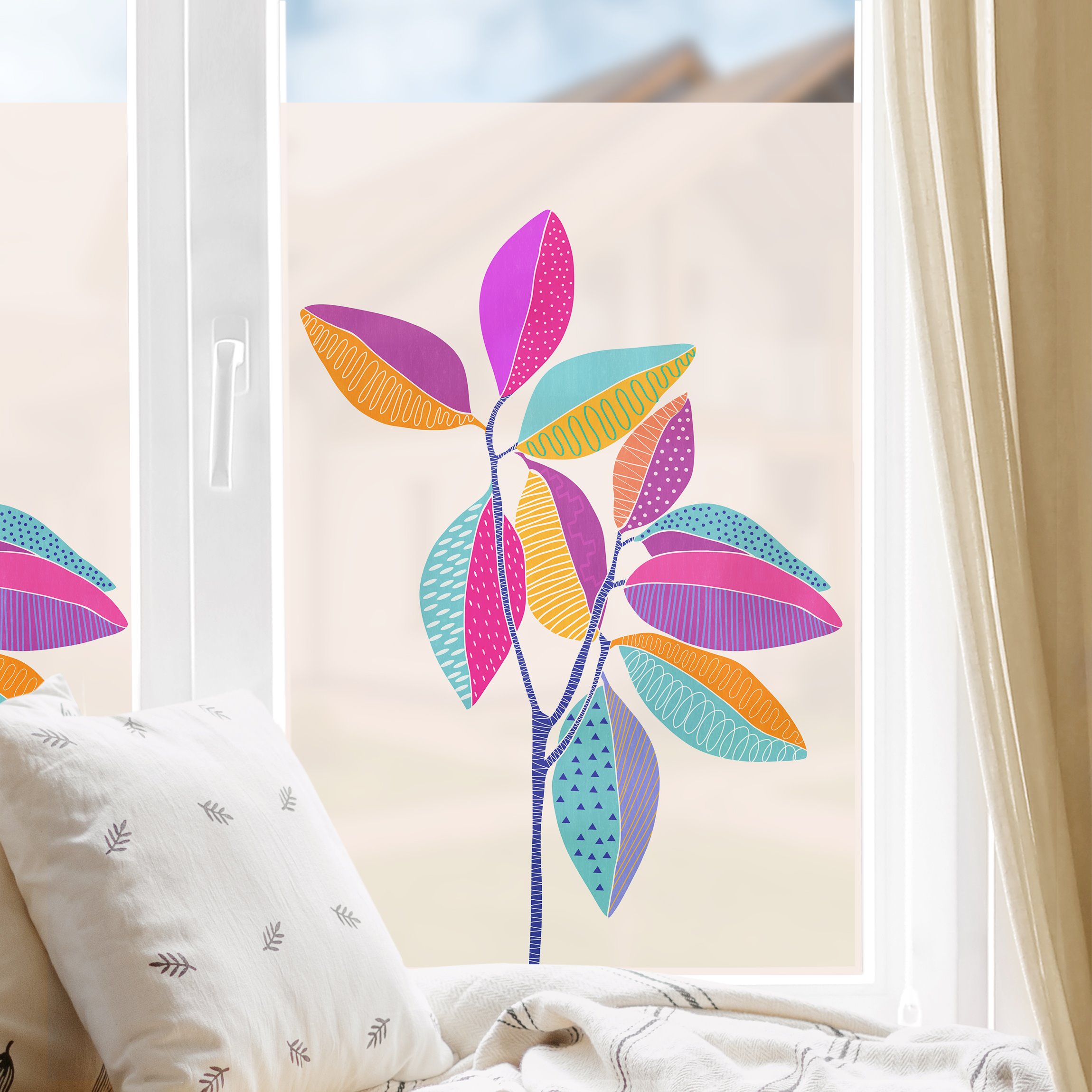 Fensterfolie Fröhliche Blätter II