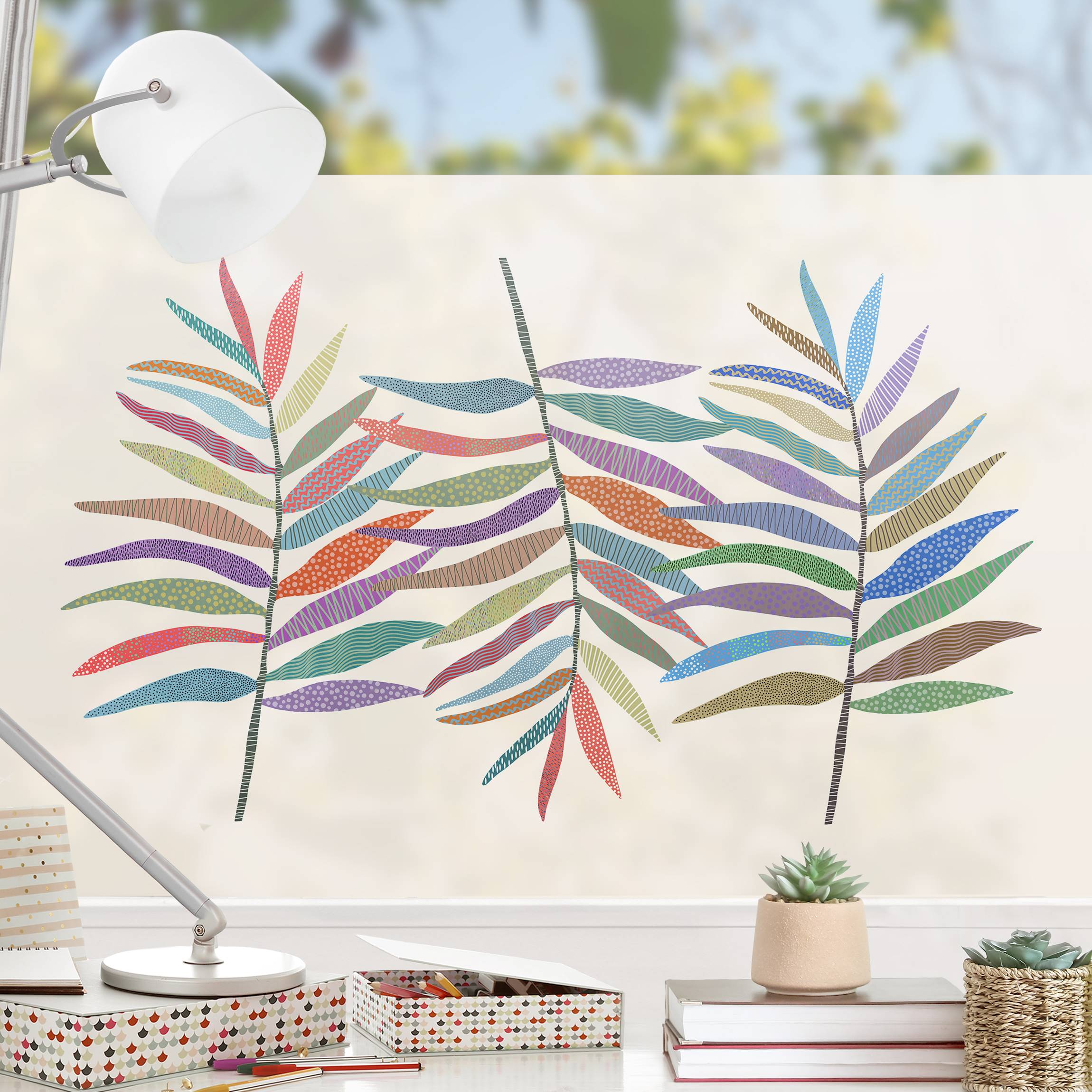 Fensterfolie Fröhliche Blätter III