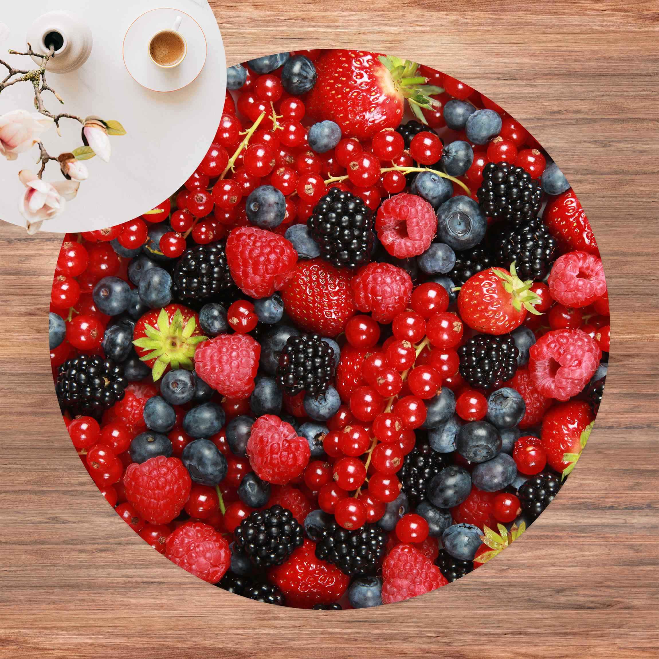 Runder Vinyl-Teppich Fruchtige Waldbeeren