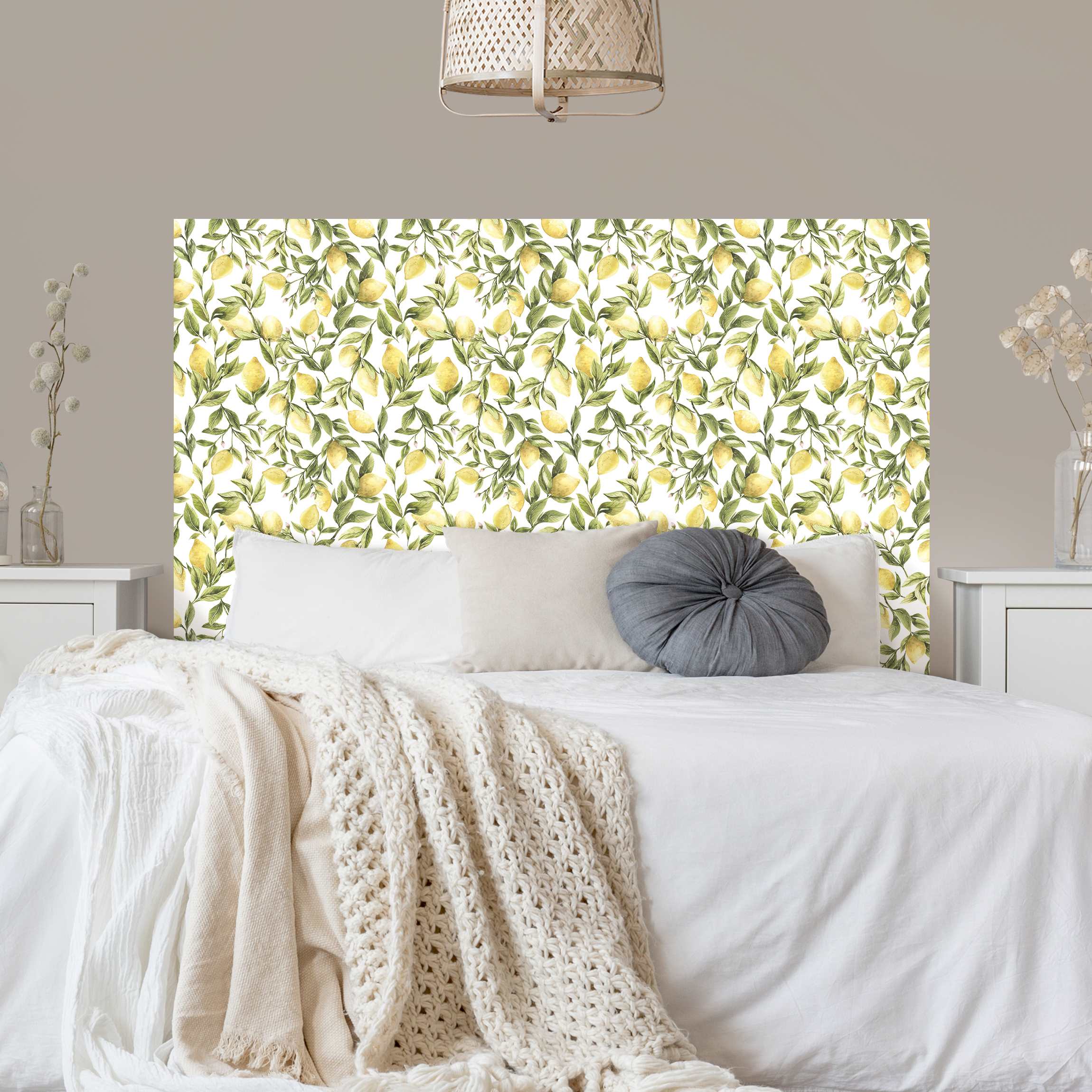 Kopfteil Bett Fruchtige Zitronen mit Blättern II