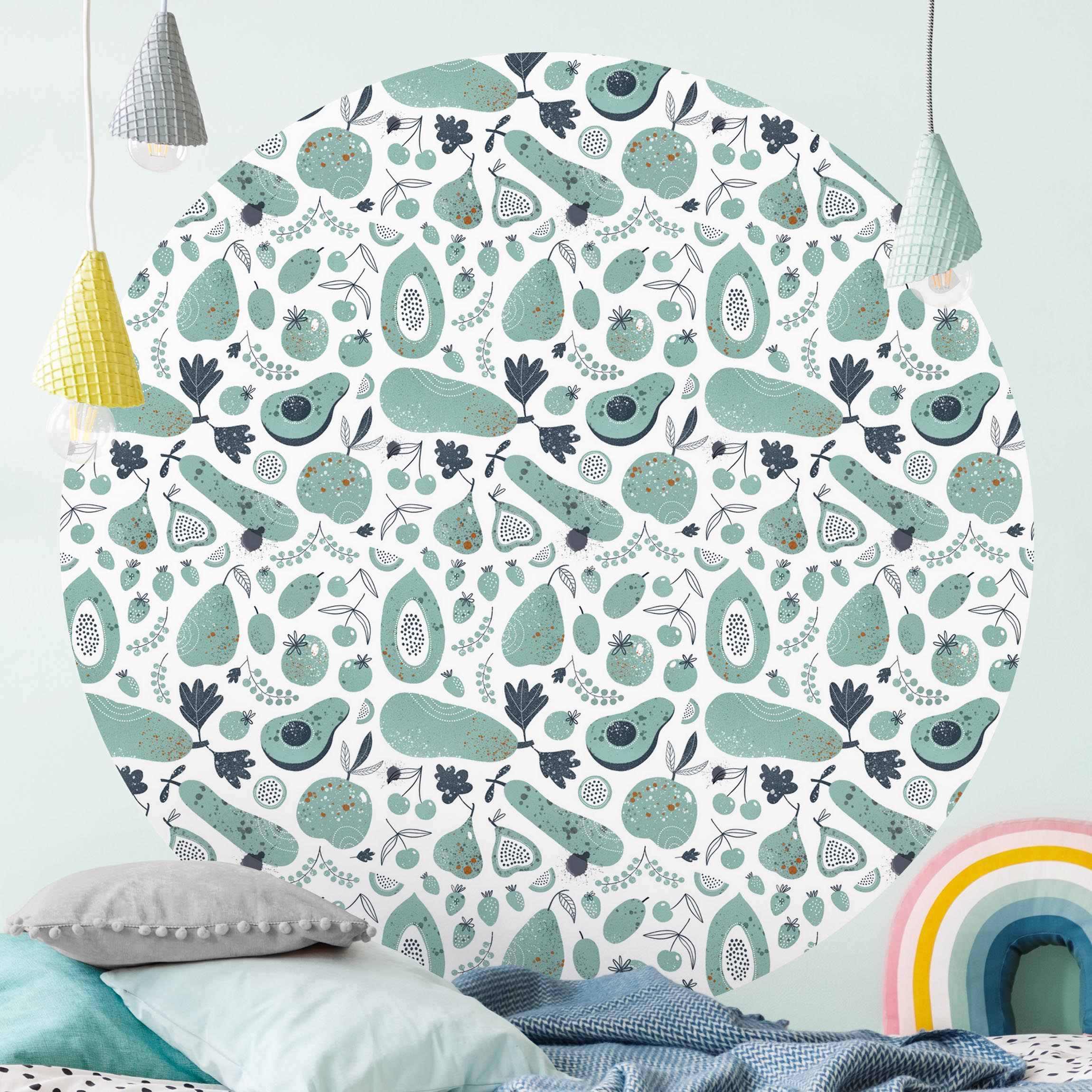 Runde Tapete selbstklebend Früchte und Gemüse